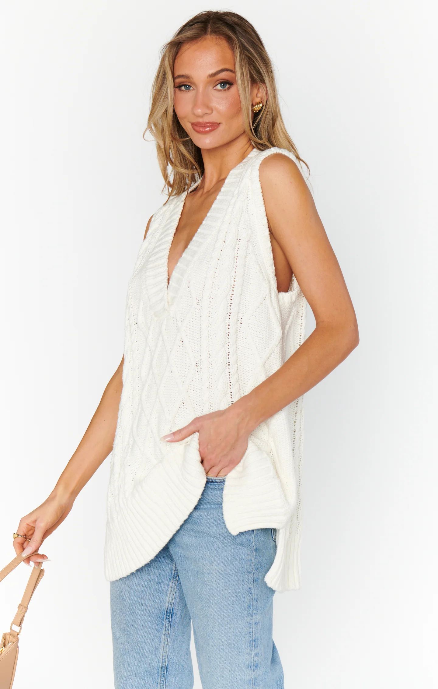 Reid Sweater Vest ~ Cream Cable Knit - Image 7