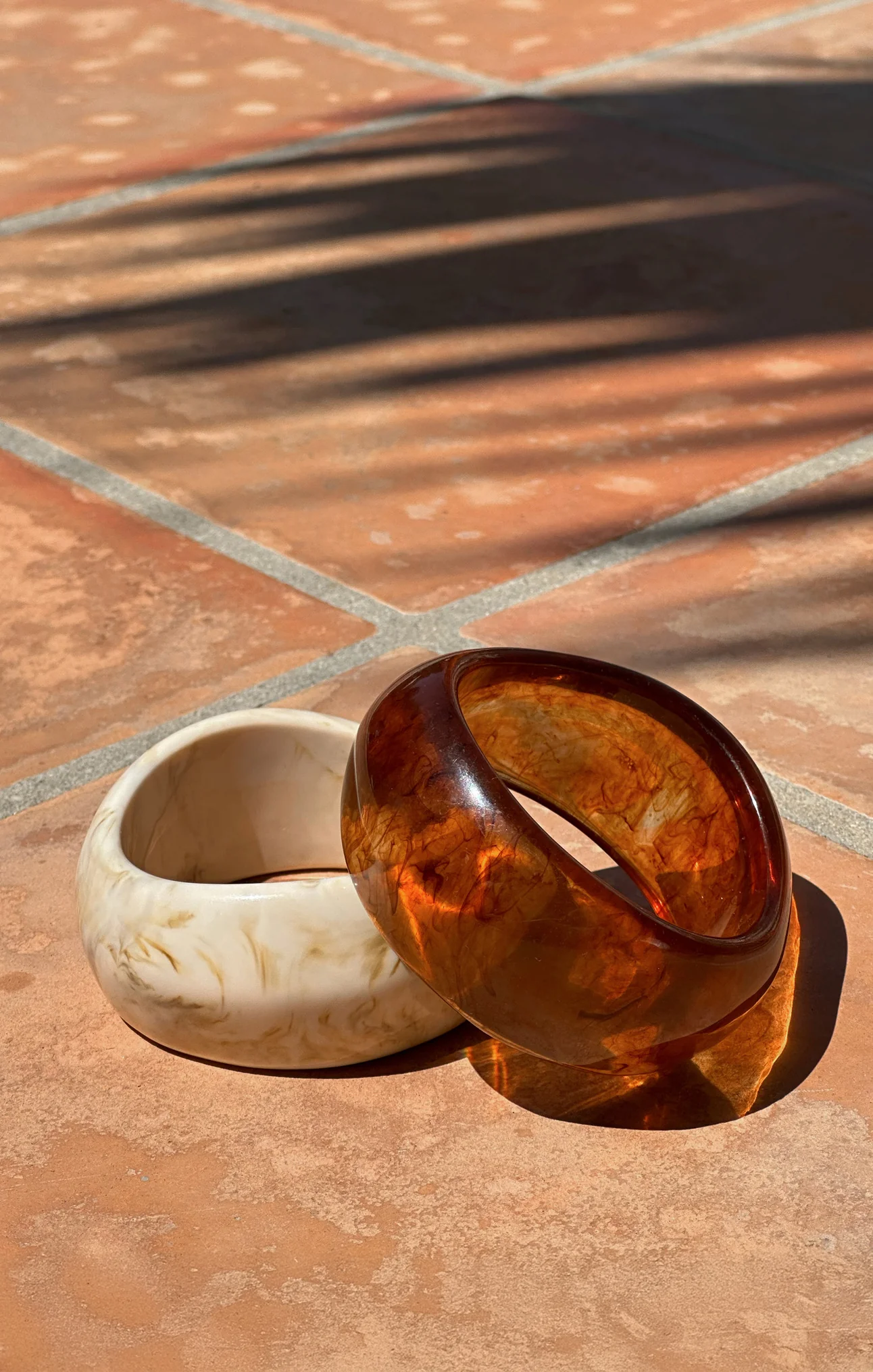Resin Bangle Set ~ Cream & Brown - Image 2