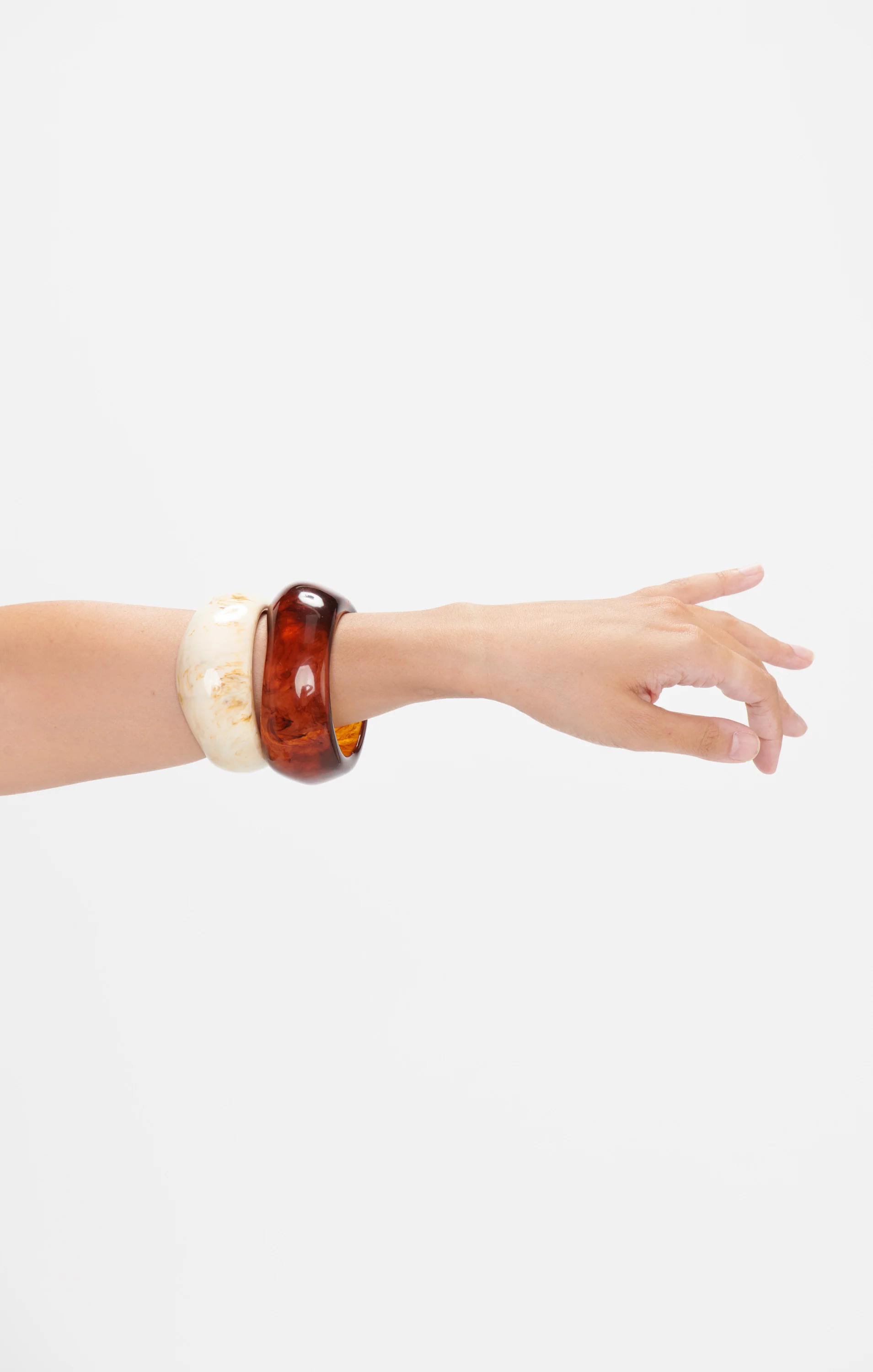 Resin Bangle Set ~ Cream & Brown - Image 3