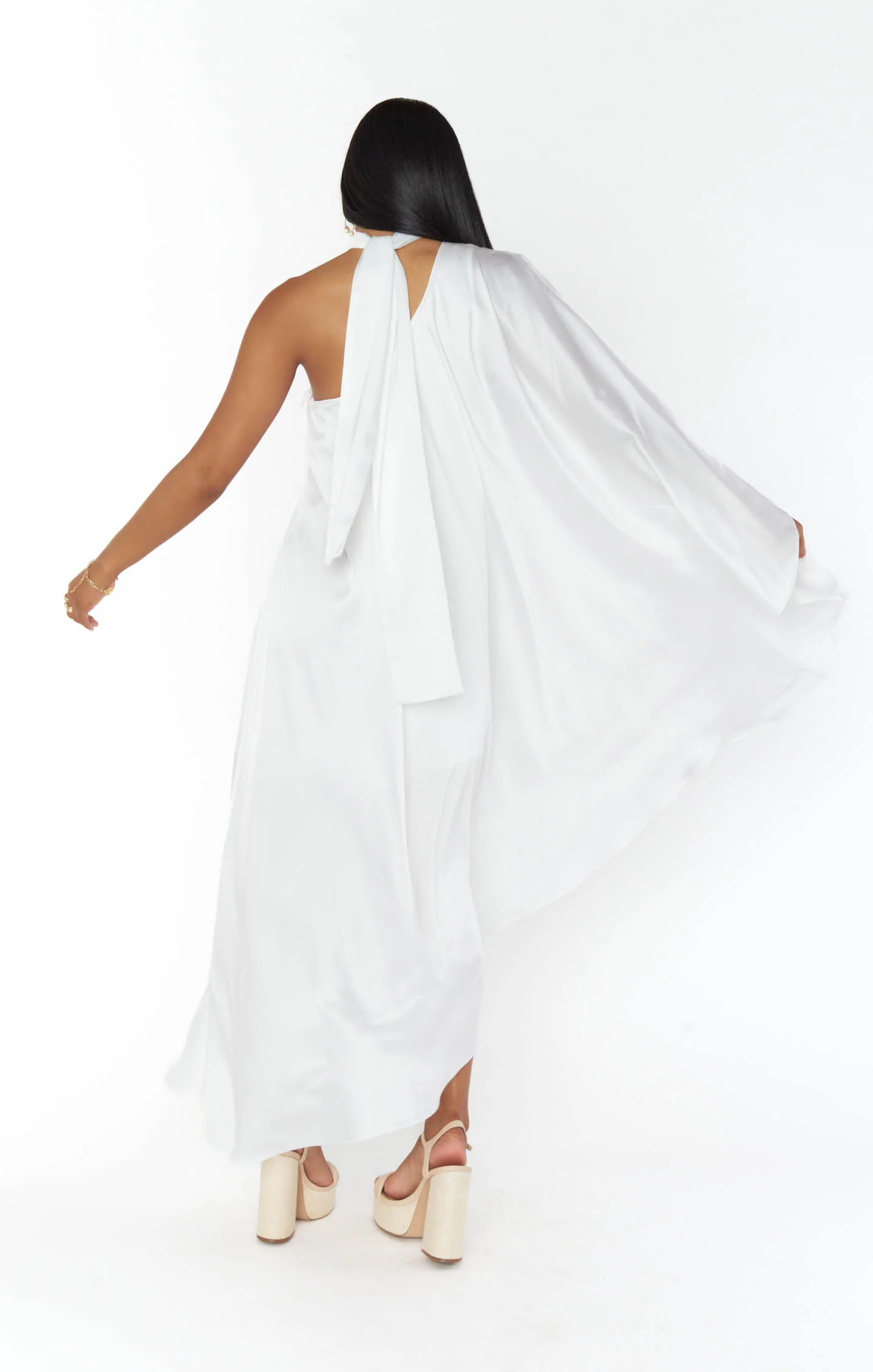 Rhea One Shoulder Dress ~ Ivory Luxe Satin - Image 7
