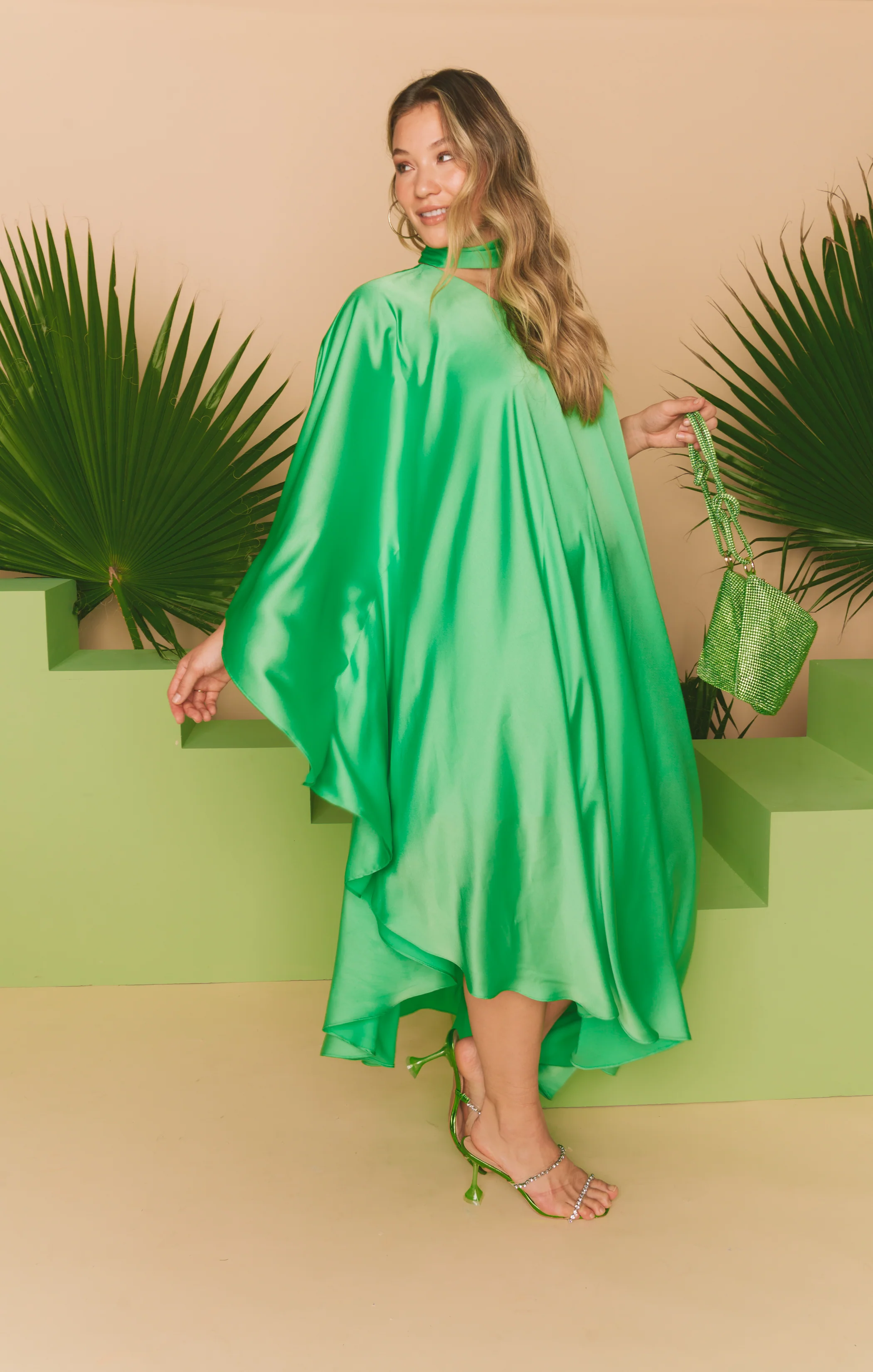 Rhea One Shoulder Dress ~ Kiwi Luxe Satin - Image 6