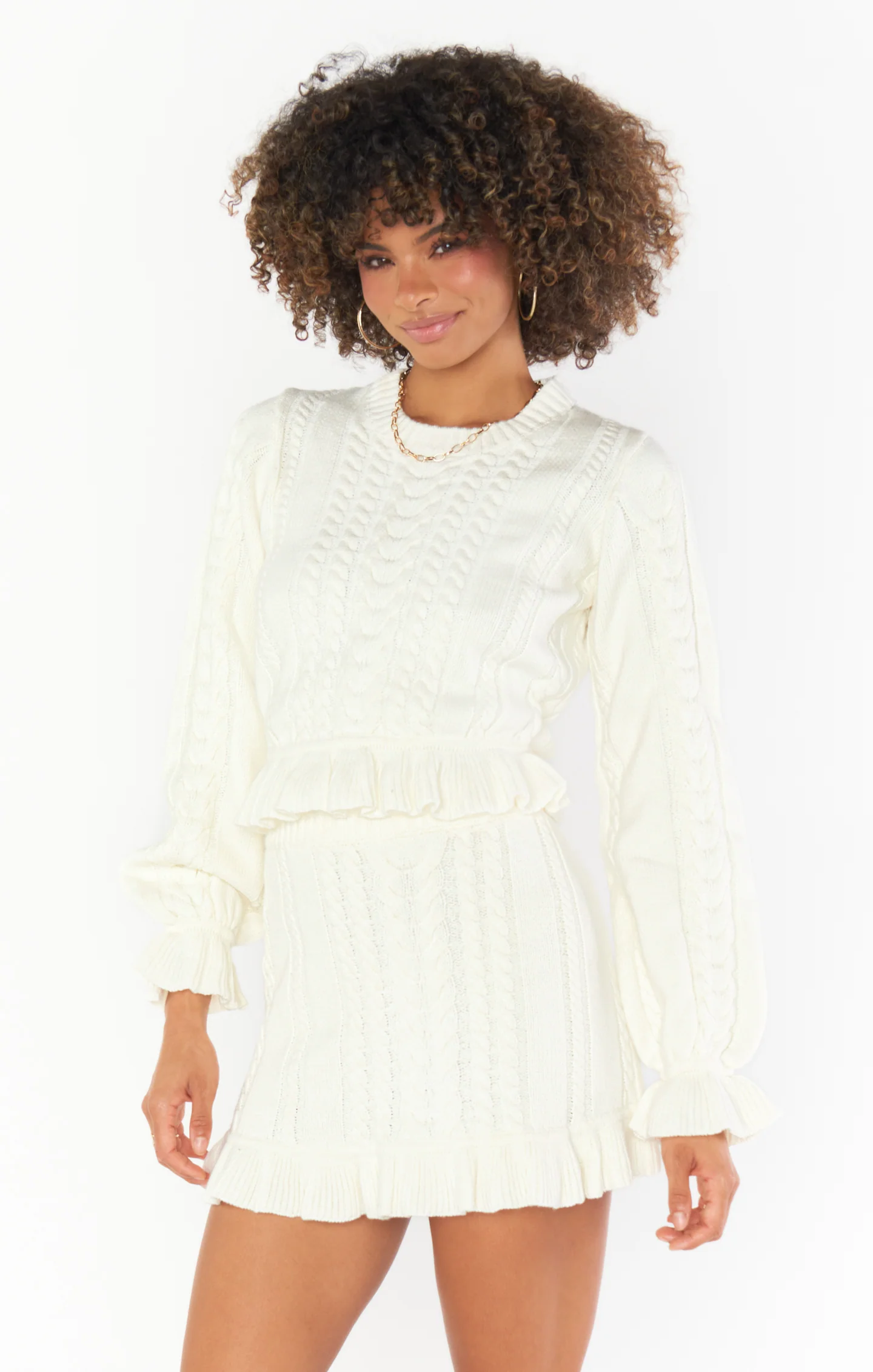 Ridley Ruffle Skirt ~ Cream Cable Knit - Image 4