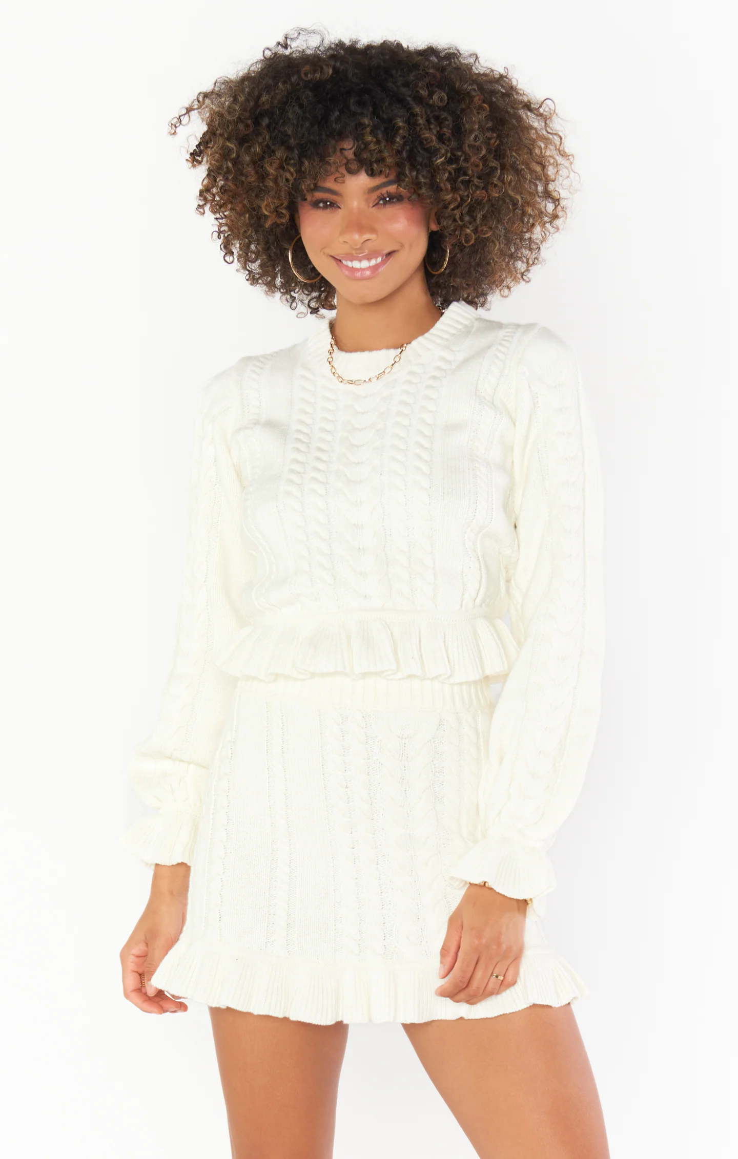 Ridley Ruffle Skirt ~ Cream Cable Knit - Image 6