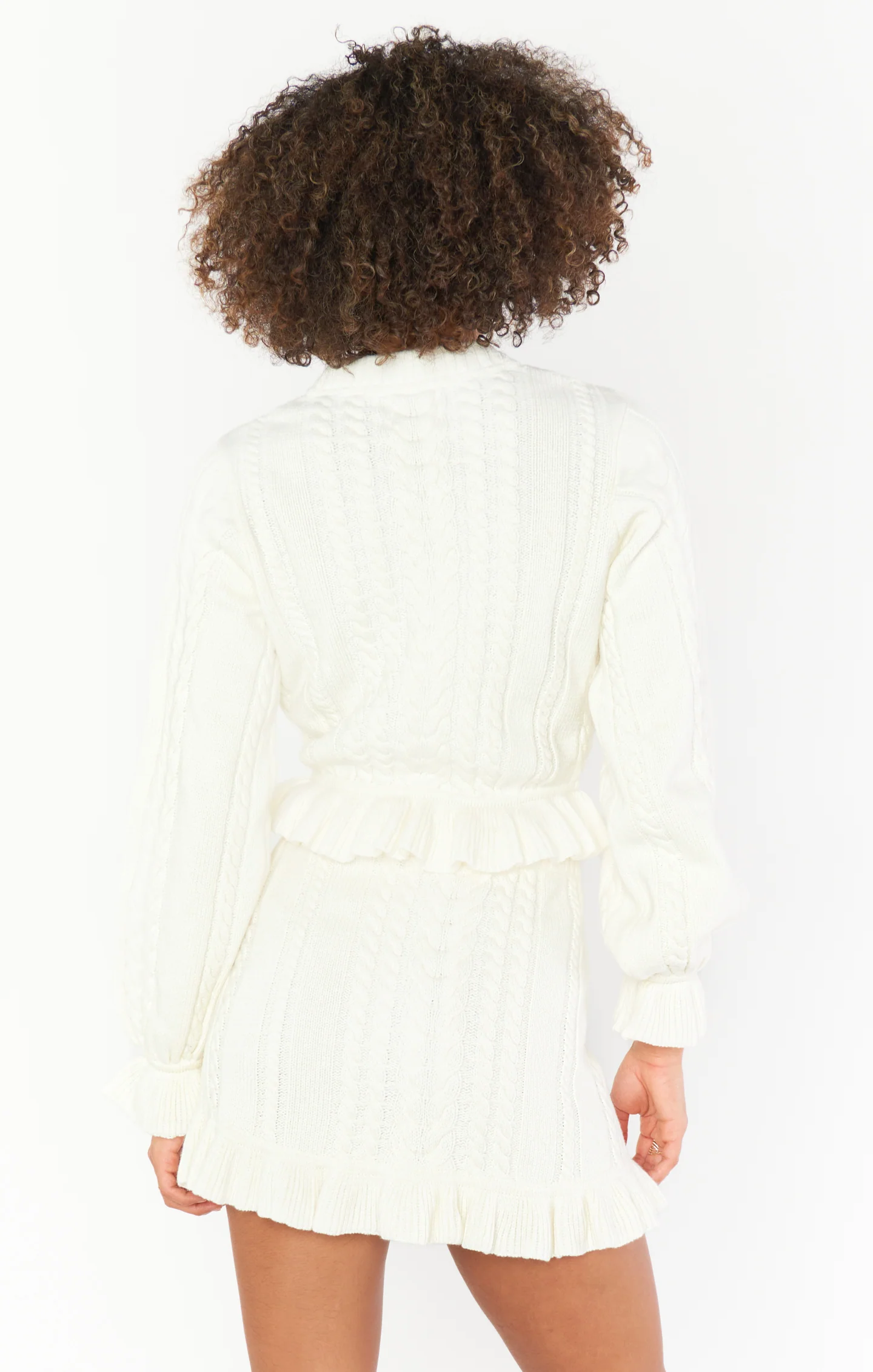 Ridley Ruffle Sweater ~ Cream Cable Knit - Image 6