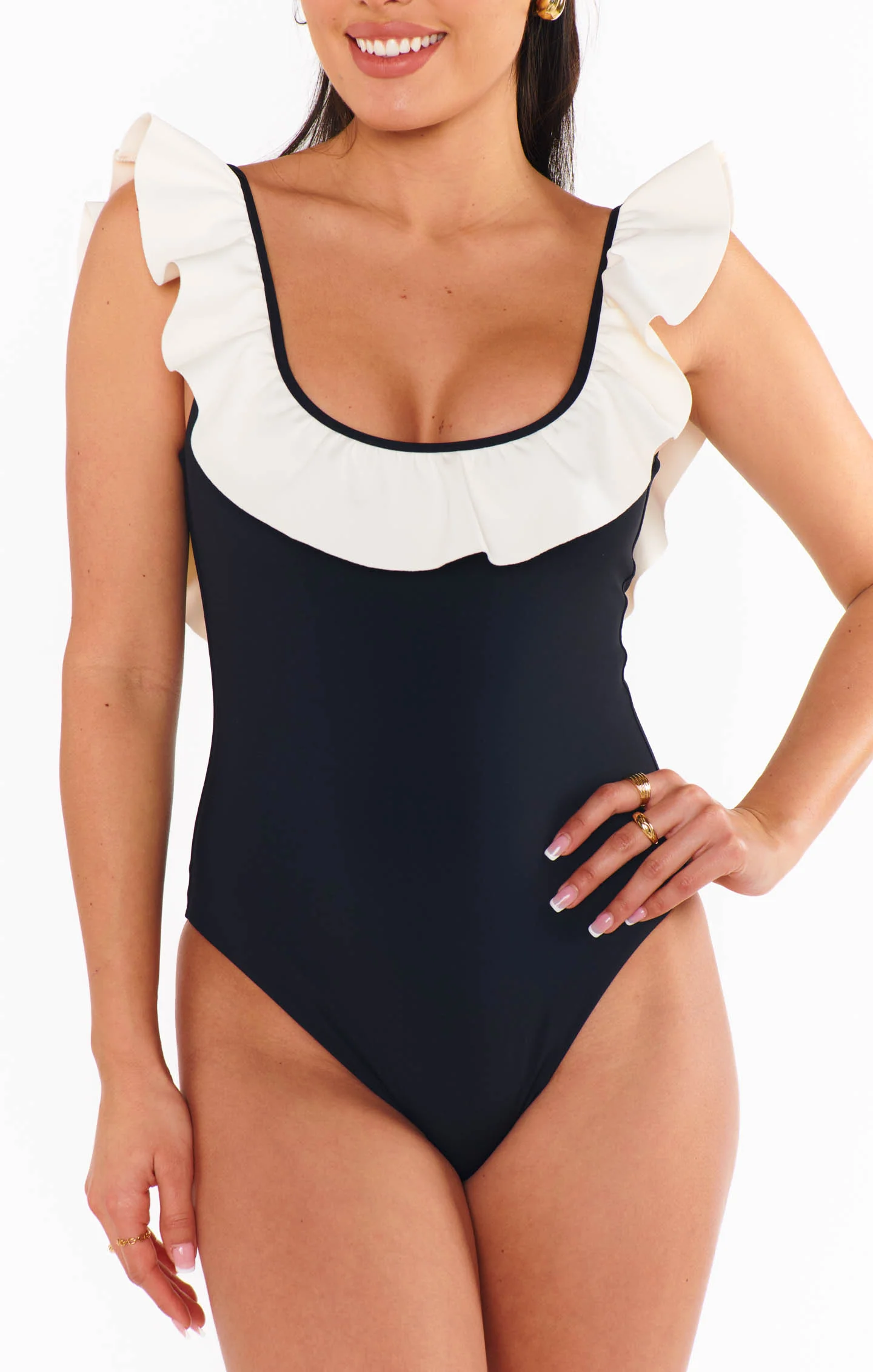 Ritz One Piece ~ White Black Colorblock - Image 6
