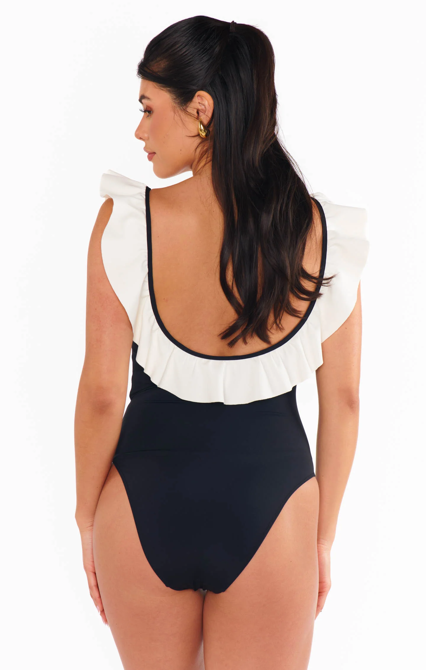 Ritz One Piece ~ White Black Colorblock - Image 9