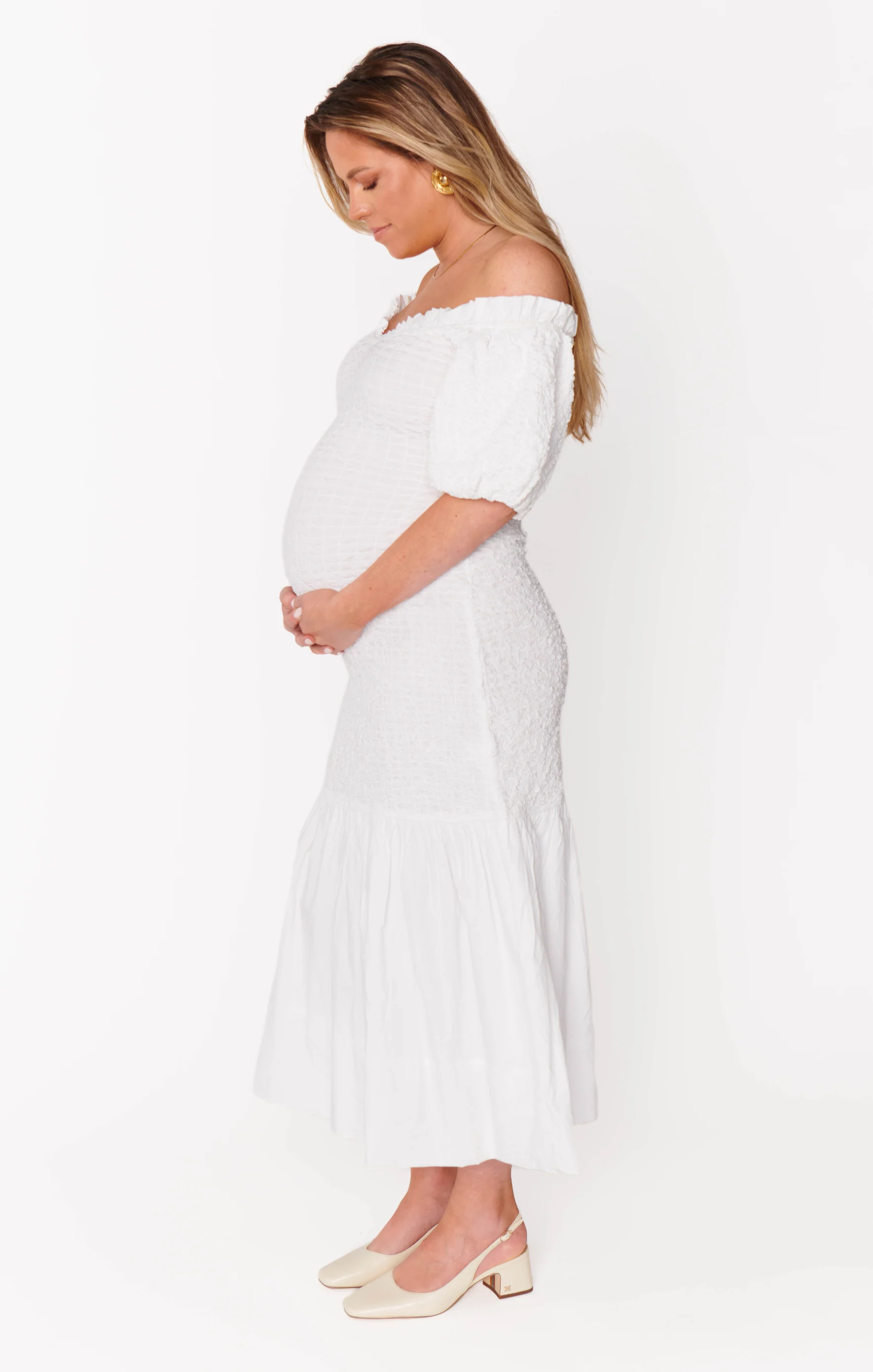 Rom Com Midi Dress ~ White Texture Stretch - Image 9
