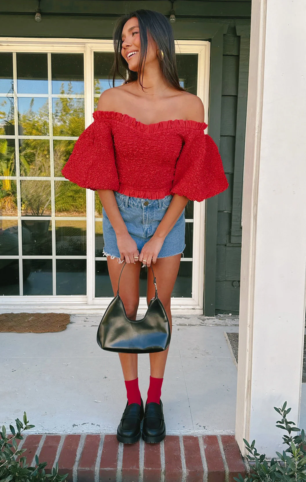 Rom Com Top ~ Red Texture Stretch - Image 3