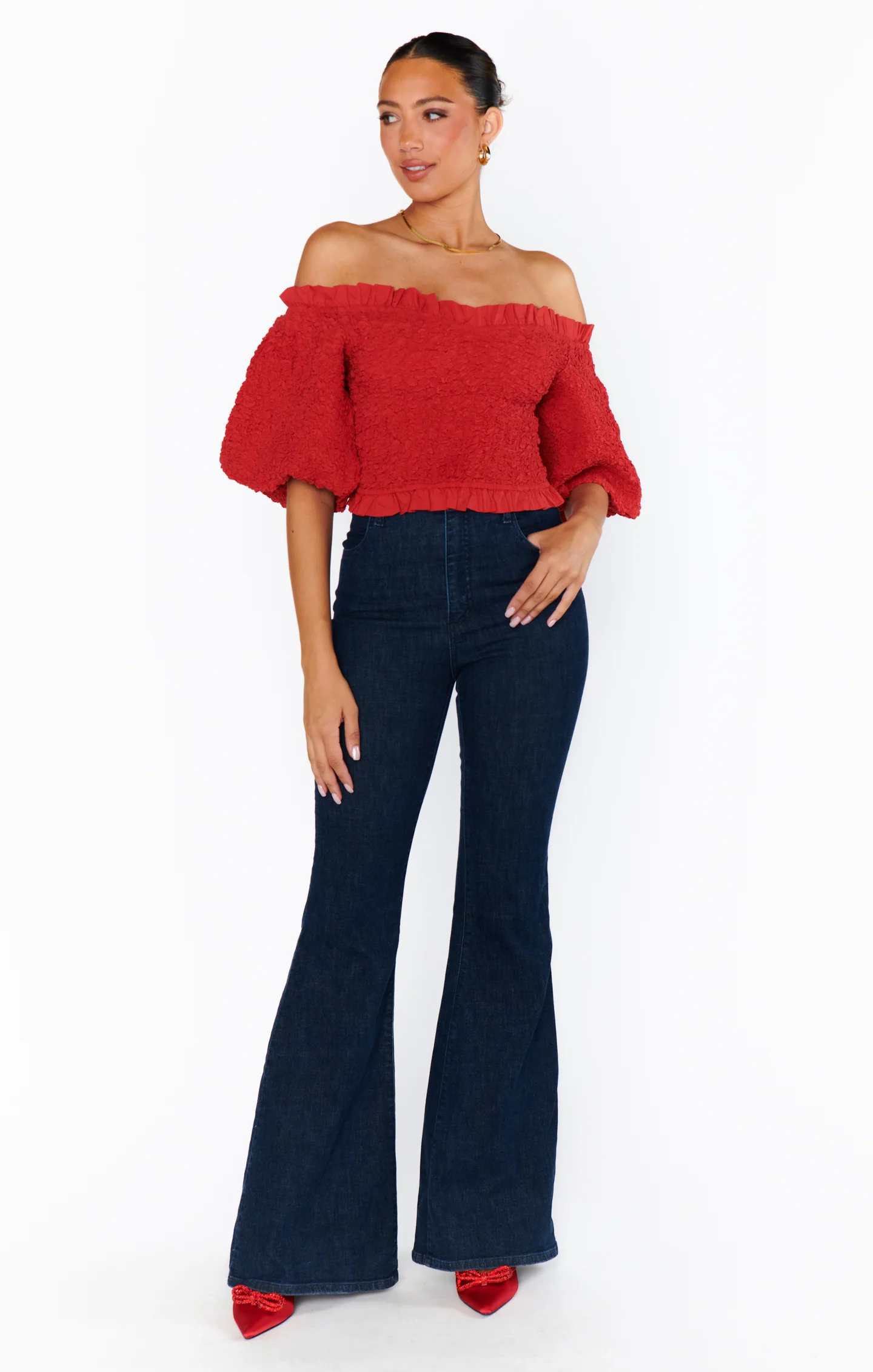 Rom Com Top ~ Red Texture Stretch - Image 4