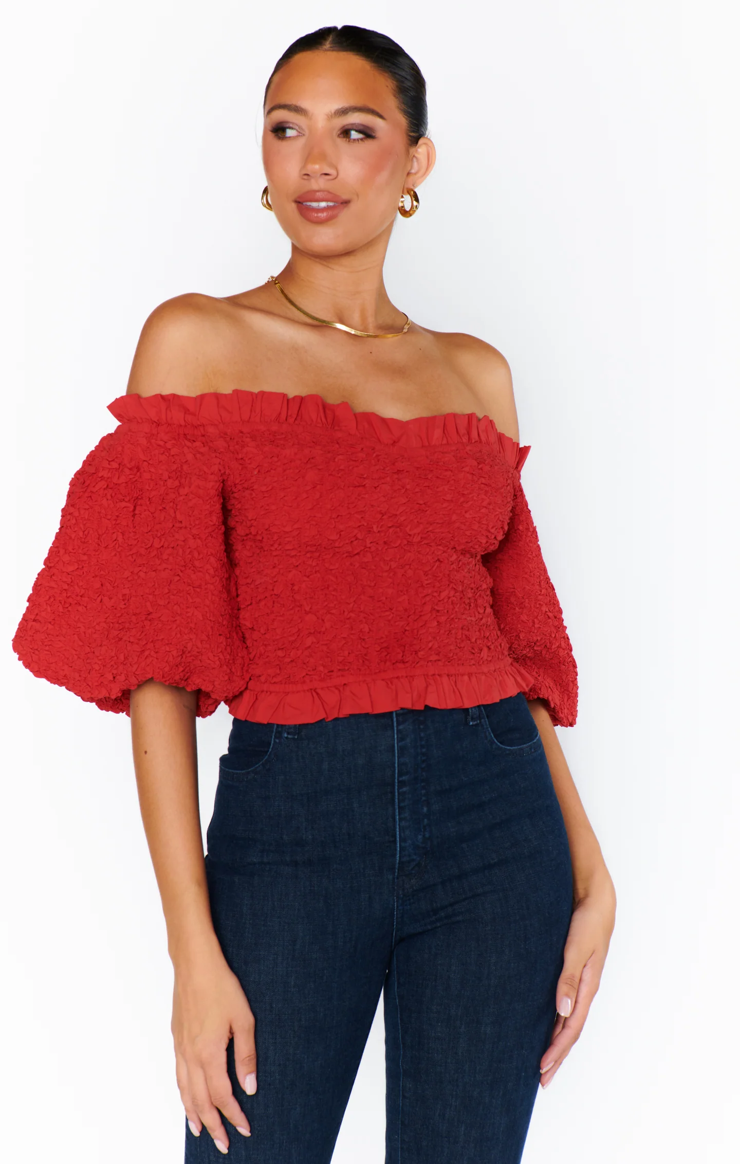 Rom Com Top ~ Red Texture Stretch - Image 6
