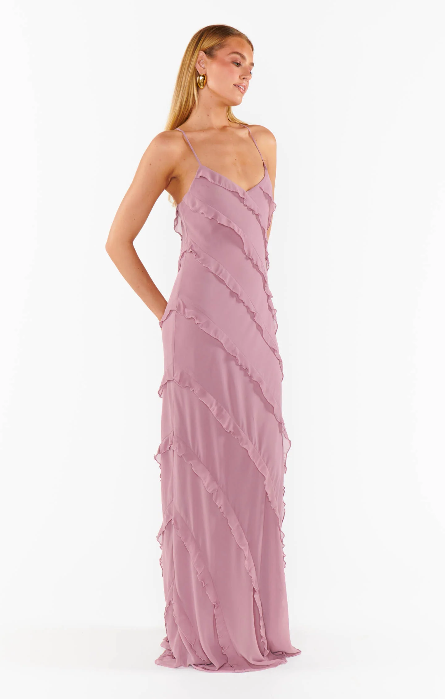 Romance Ruffle Dress ~ Antique Rose Chiffon - Image 3