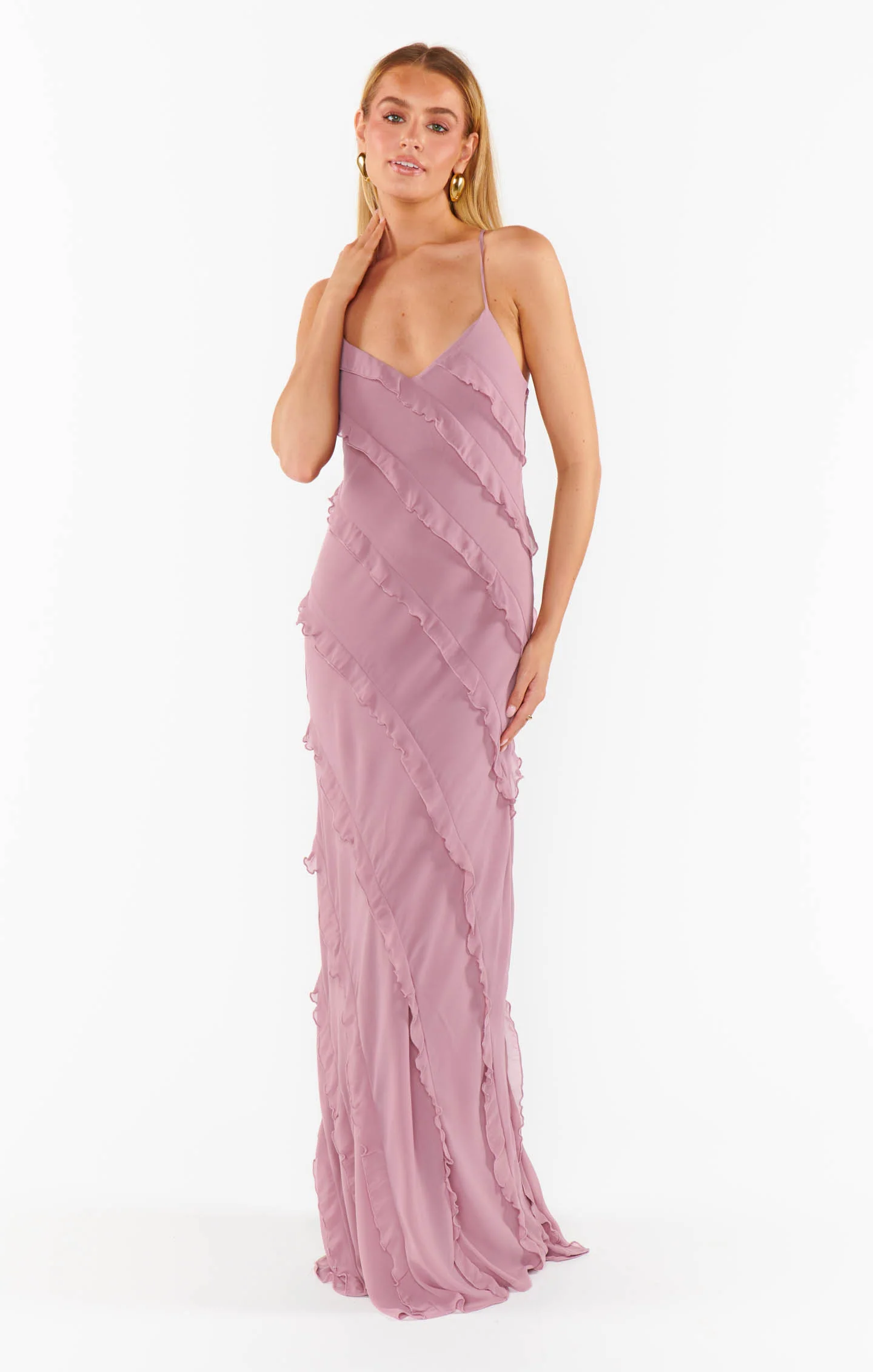 Romance Ruffle Dress ~ Antique Rose Chiffon - Image 4