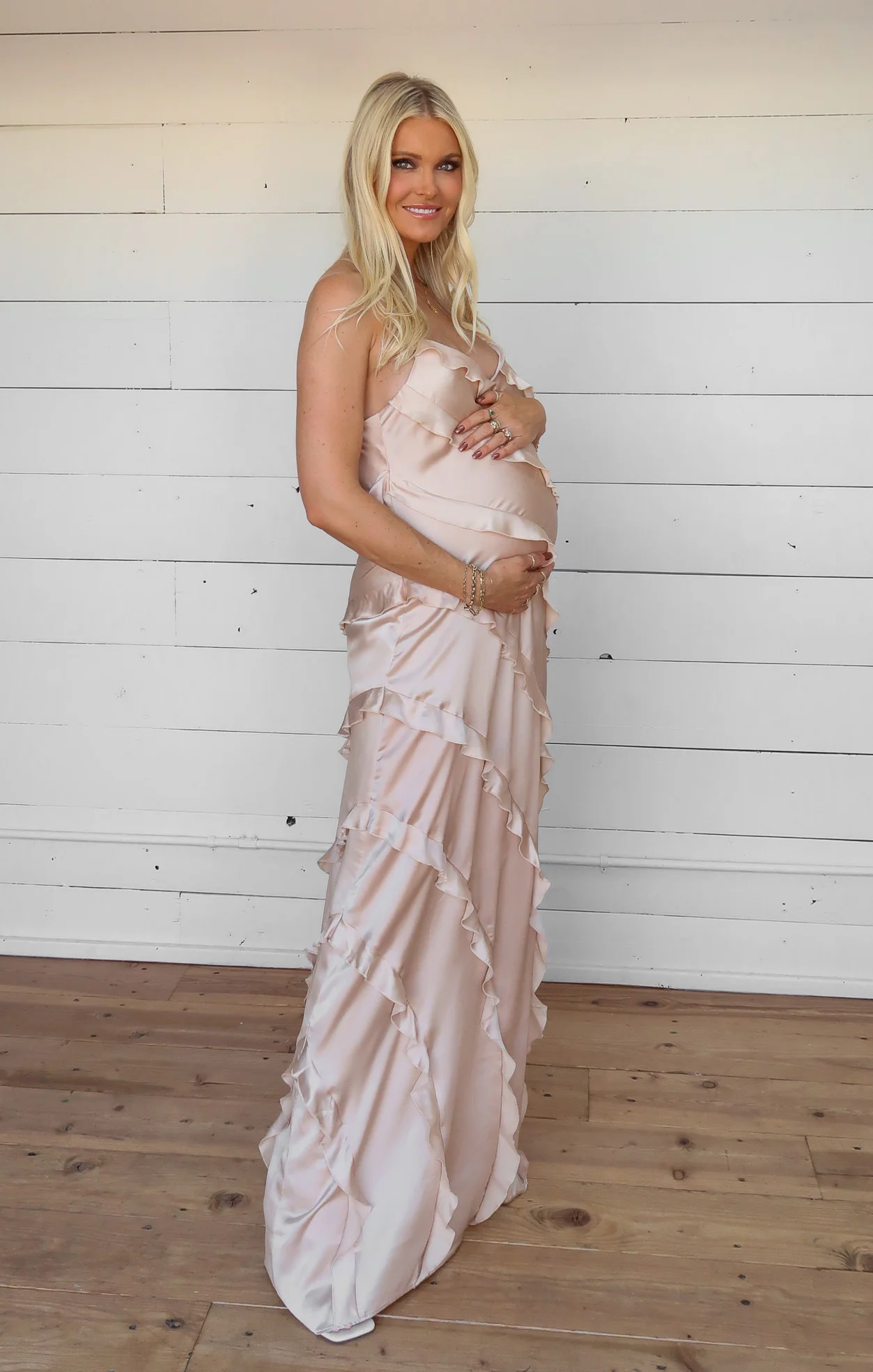 Romance Ruffle Dress ~ Champagne Luxe Satin - Image 12