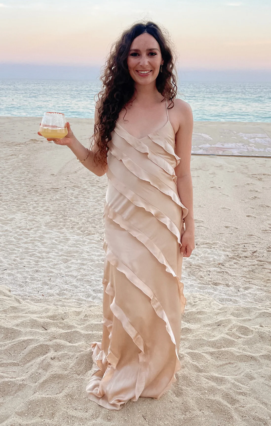 Romance Ruffle Dress ~ Champagne Luxe Satin - Image 4