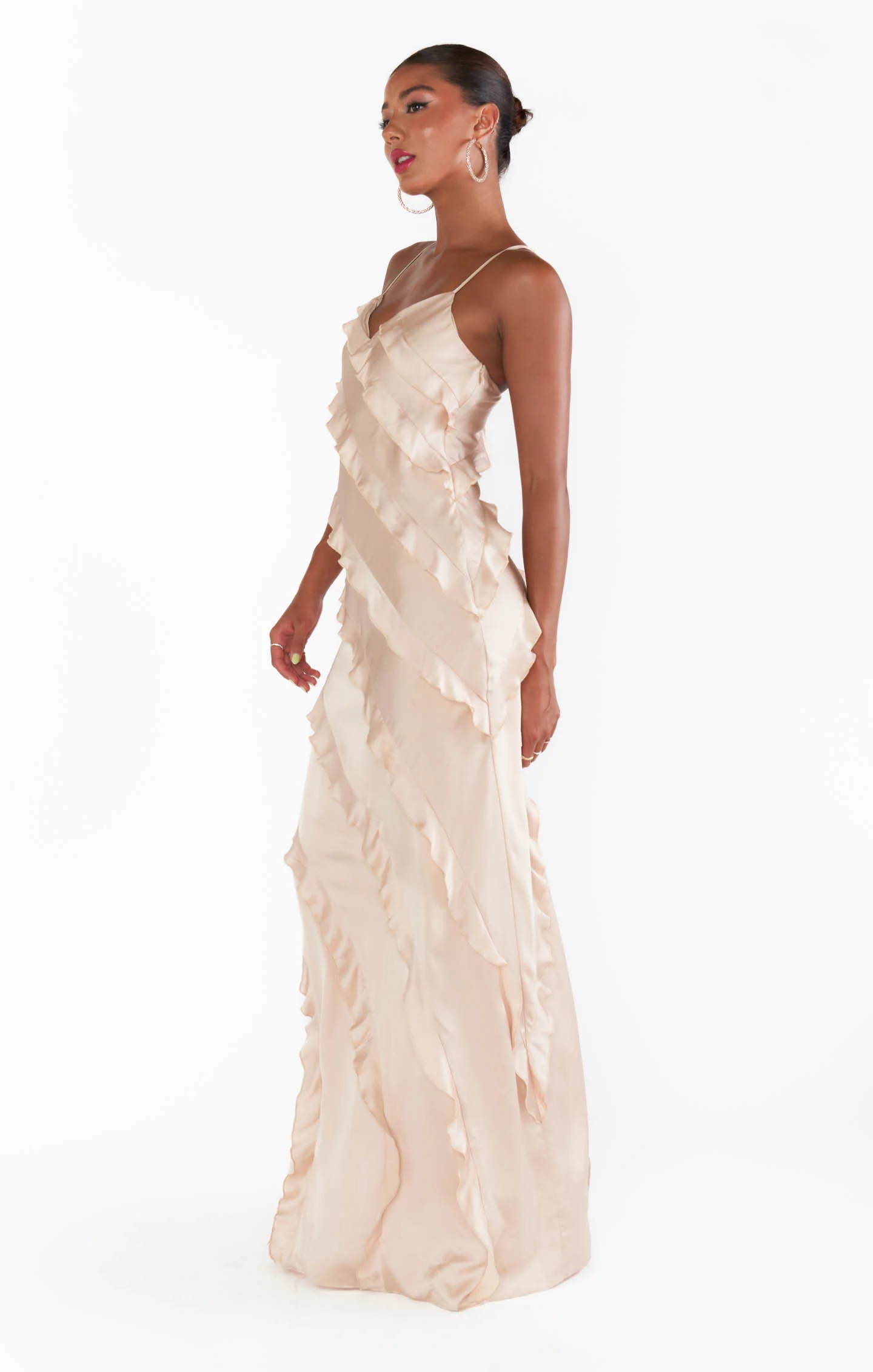 Romance Ruffle Dress ~ Champagne Luxe Satin - Image 7