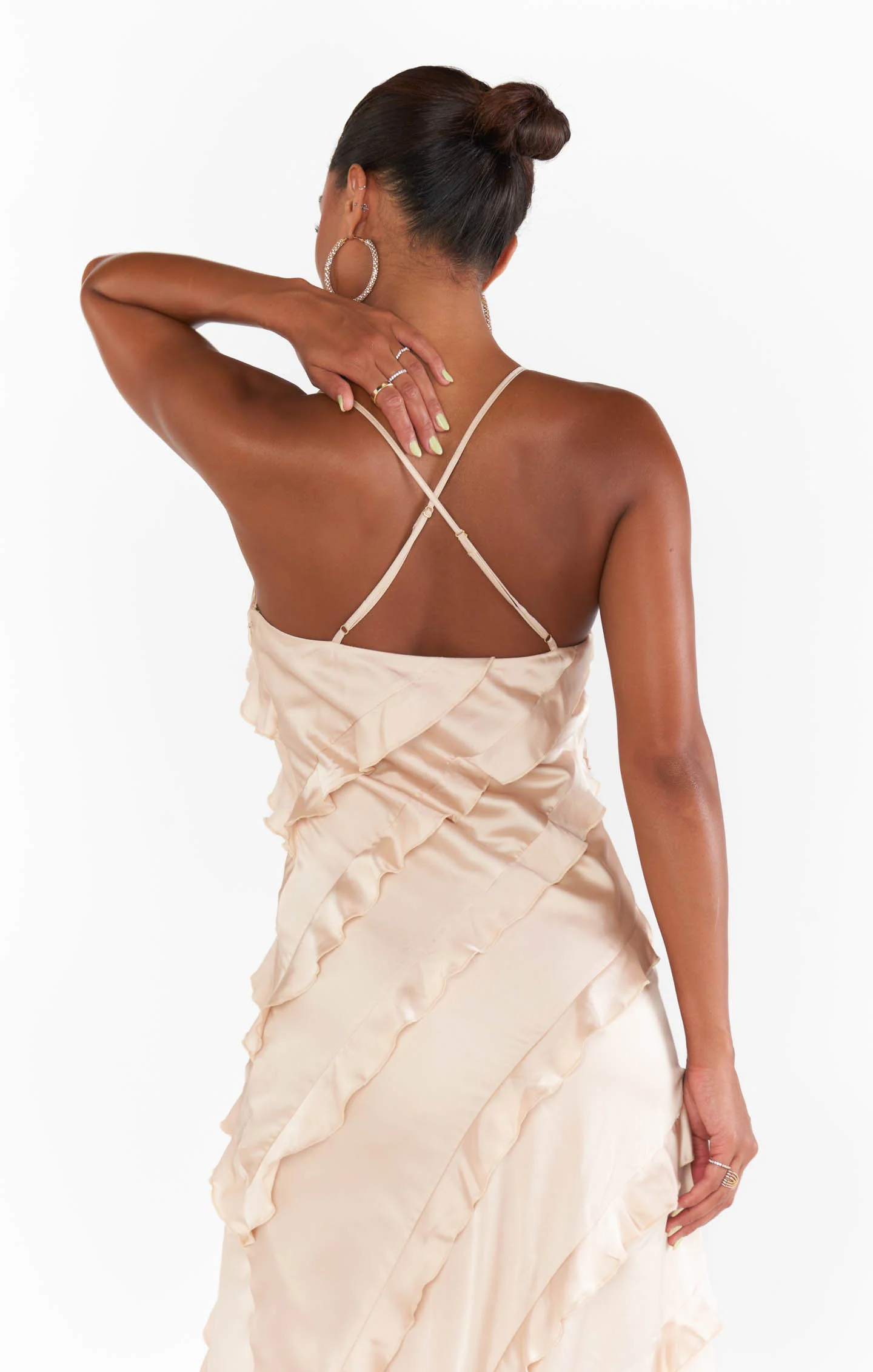 Romance Ruffle Dress ~ Champagne Luxe Satin - Image 8