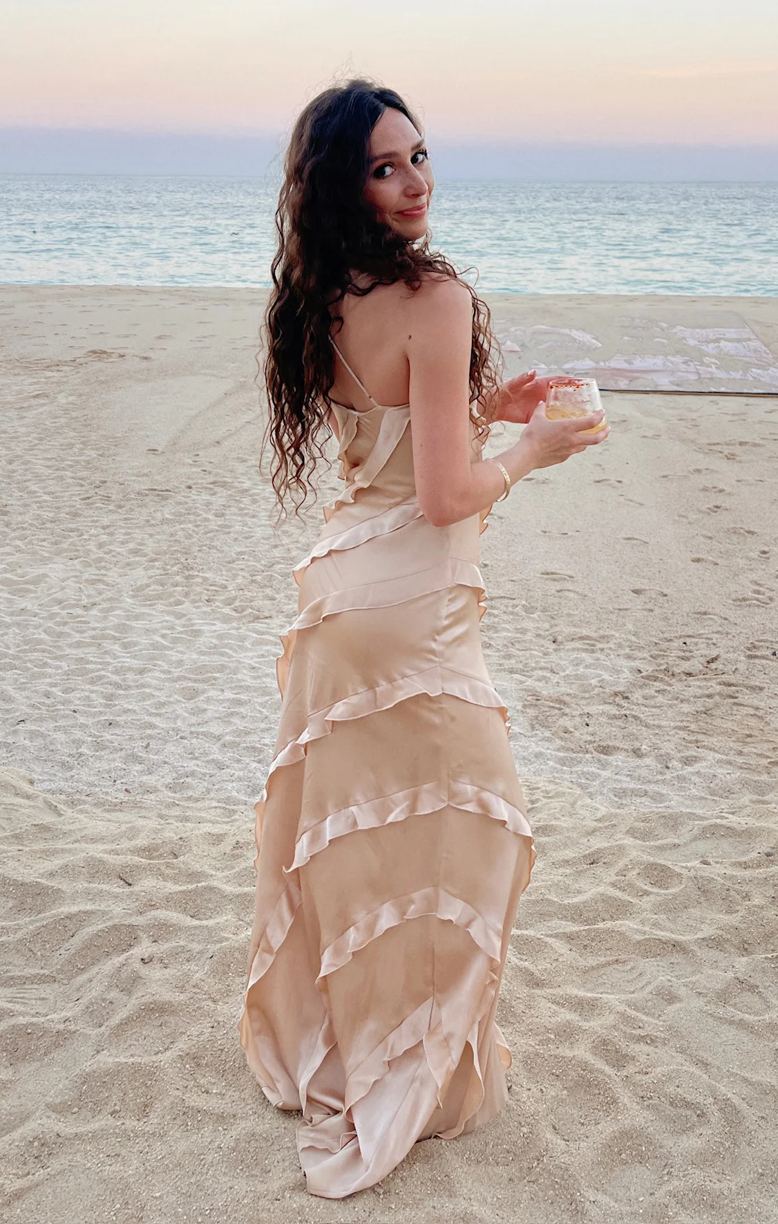 Romance Ruffle Dress ~ Champagne Luxe Satin - Image 9