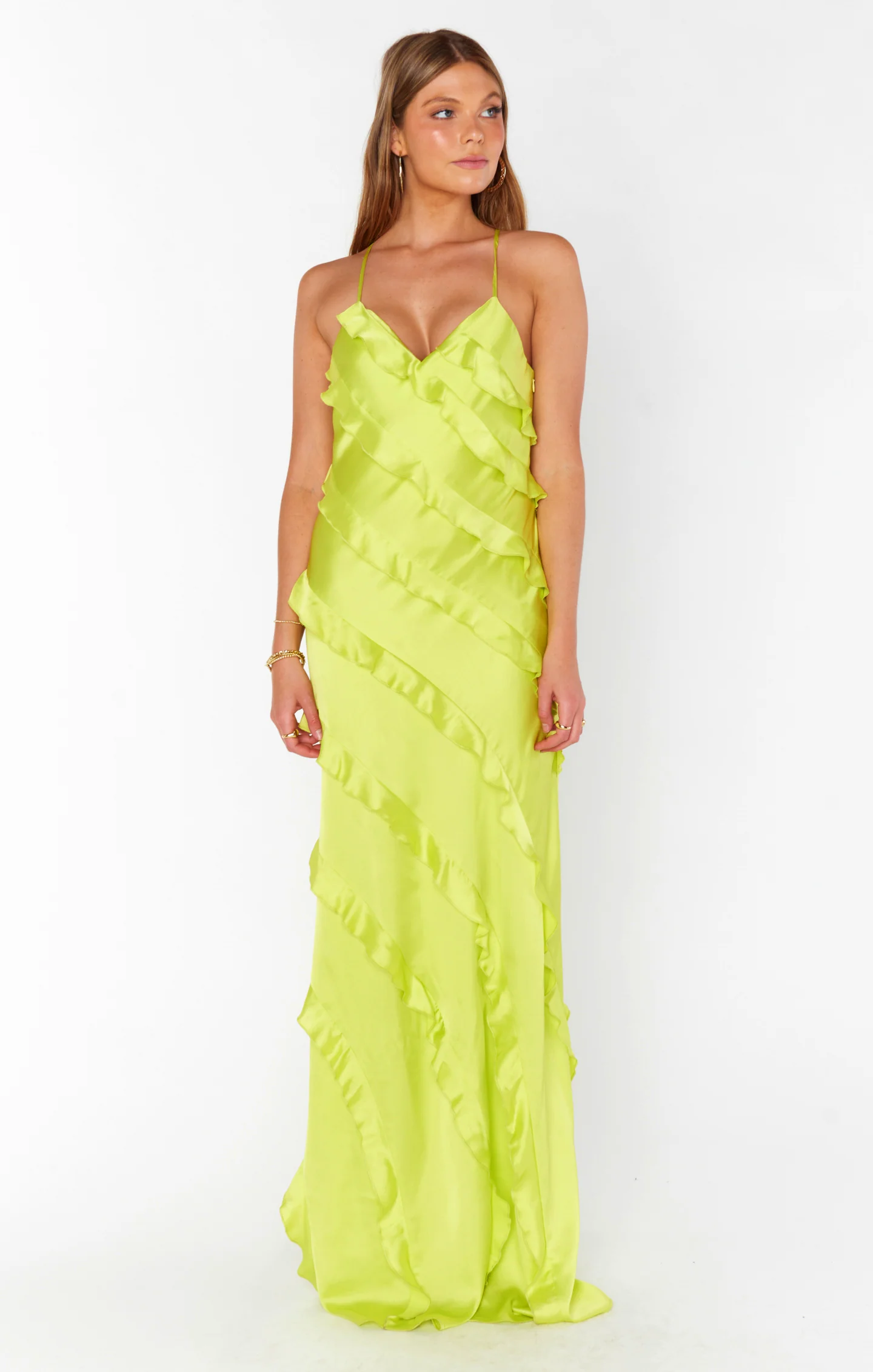Romance Ruffle Dress ~ Citrine Luxe Satin - Image 3