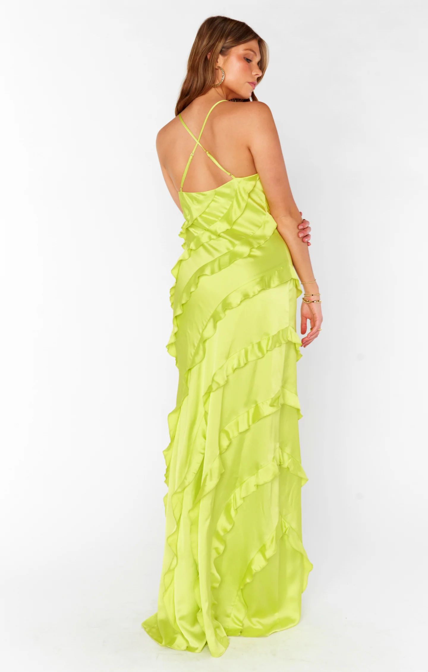 Romance Ruffle Dress ~ Citrine Luxe Satin - Image 5