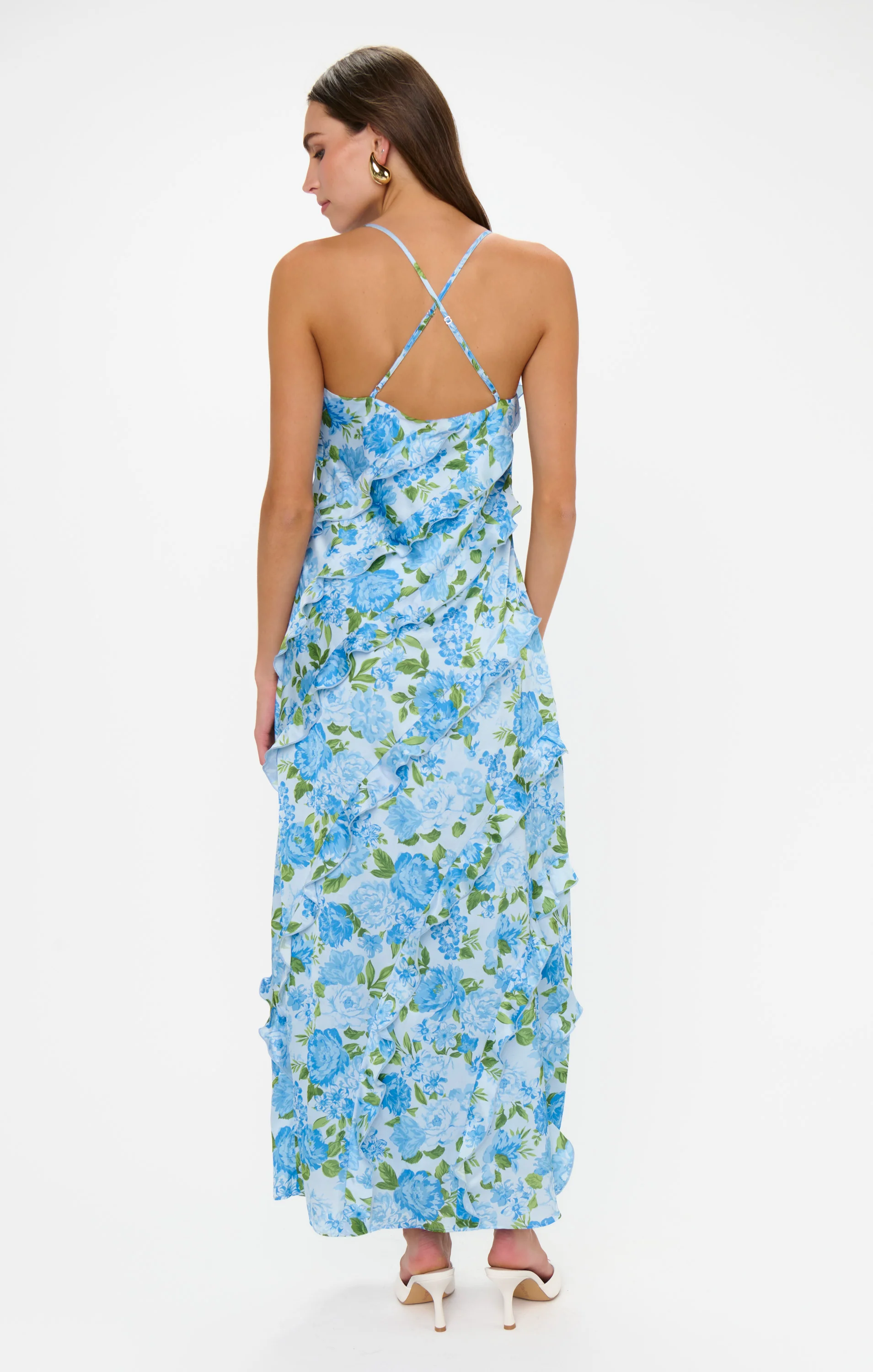 Romance Ruffle Dress ~ Cottage Floral Light Blue - Image 5