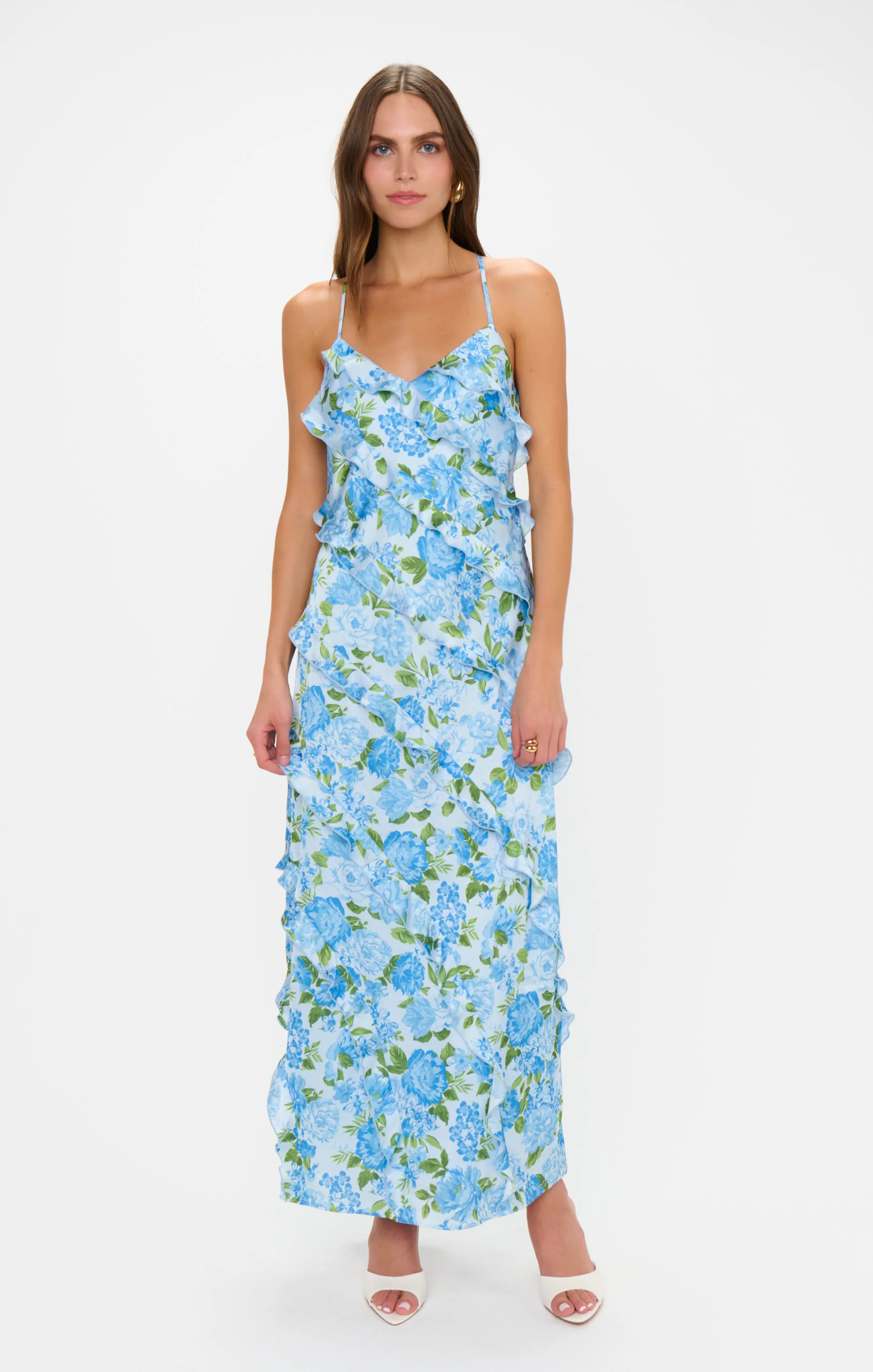 Romance Ruffle Dress ~ Cottage Floral Light Blue - Image 6