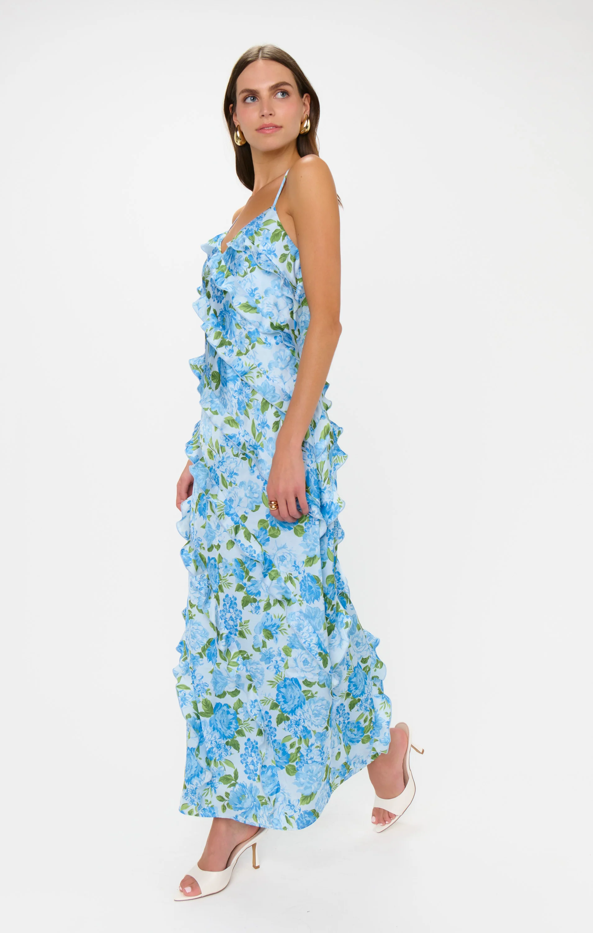 Romance Ruffle Dress ~ Cottage Floral Light Blue - Image 7