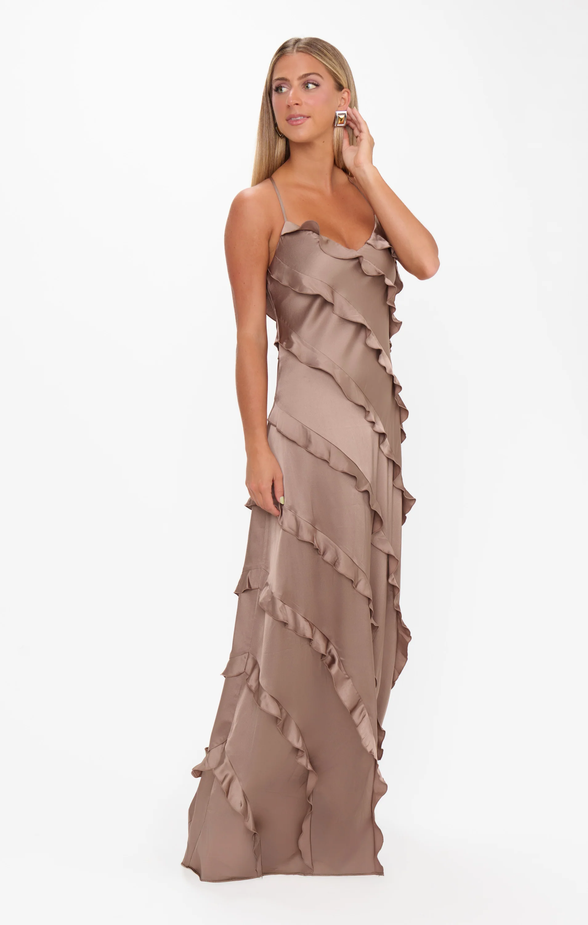 Romance Ruffle Dress ~ Dune Luxe Satin - Image 4