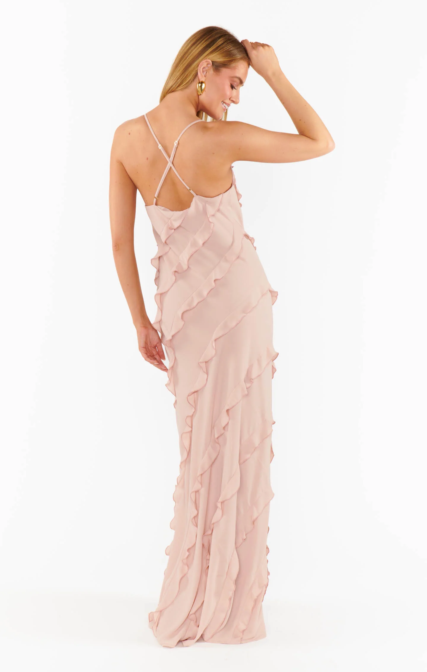 Romance Ruffle Dress ~ Dusty Blush Crisp - Image 4