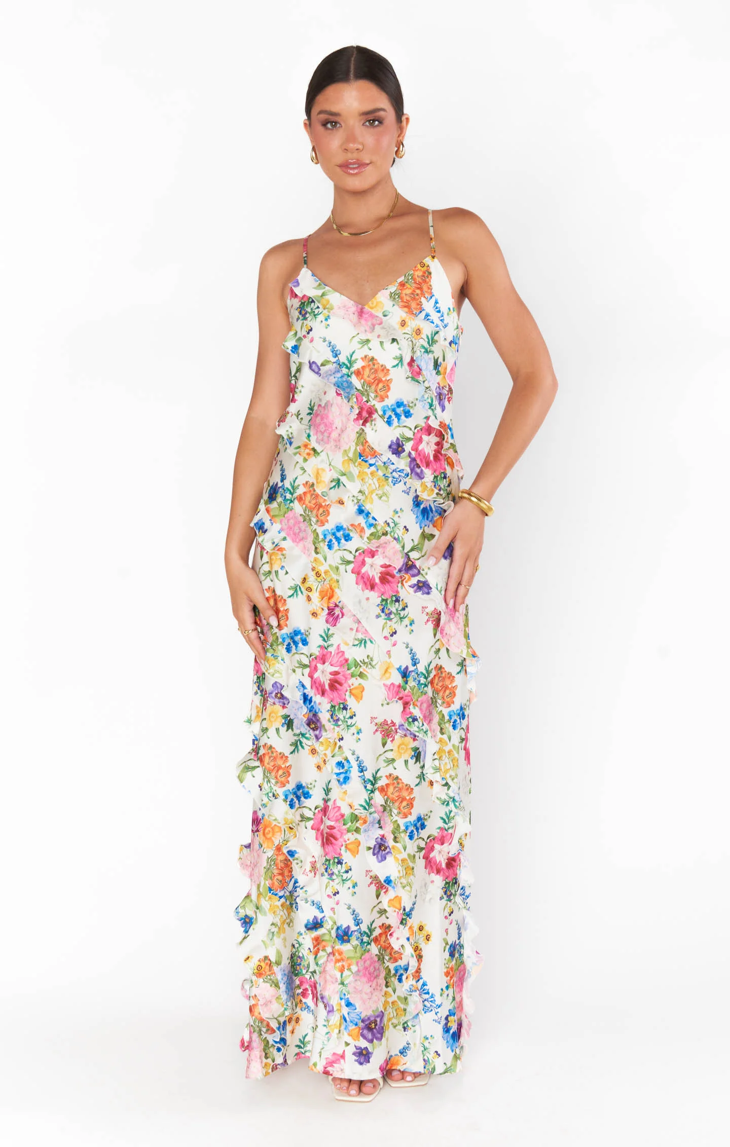 Romance Ruffle Dress ~ Ivory Botanical Floral - Image 11