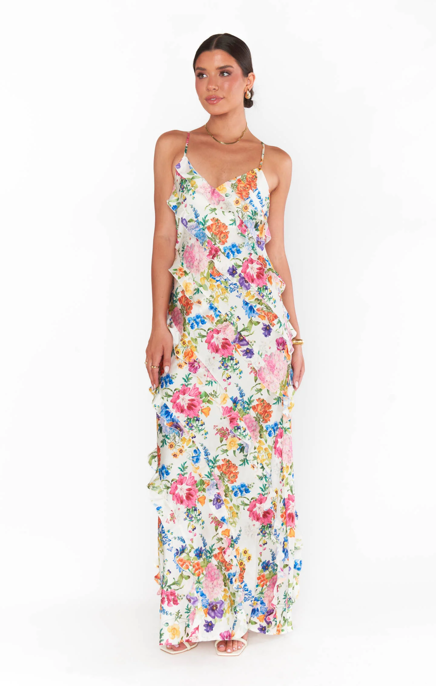 Romance Ruffle Dress ~ Ivory Botanical Floral - Image 6