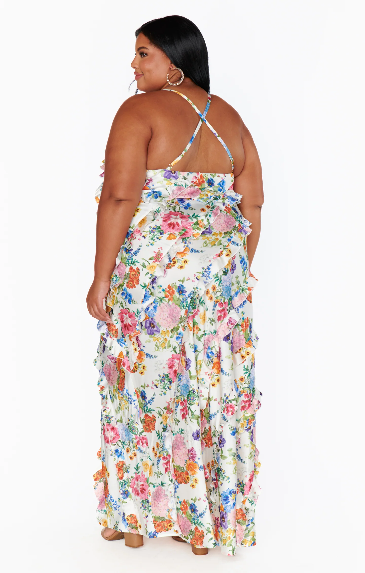 Romance Ruffle Dress ~ Ivory Botanical Floral - Image 7