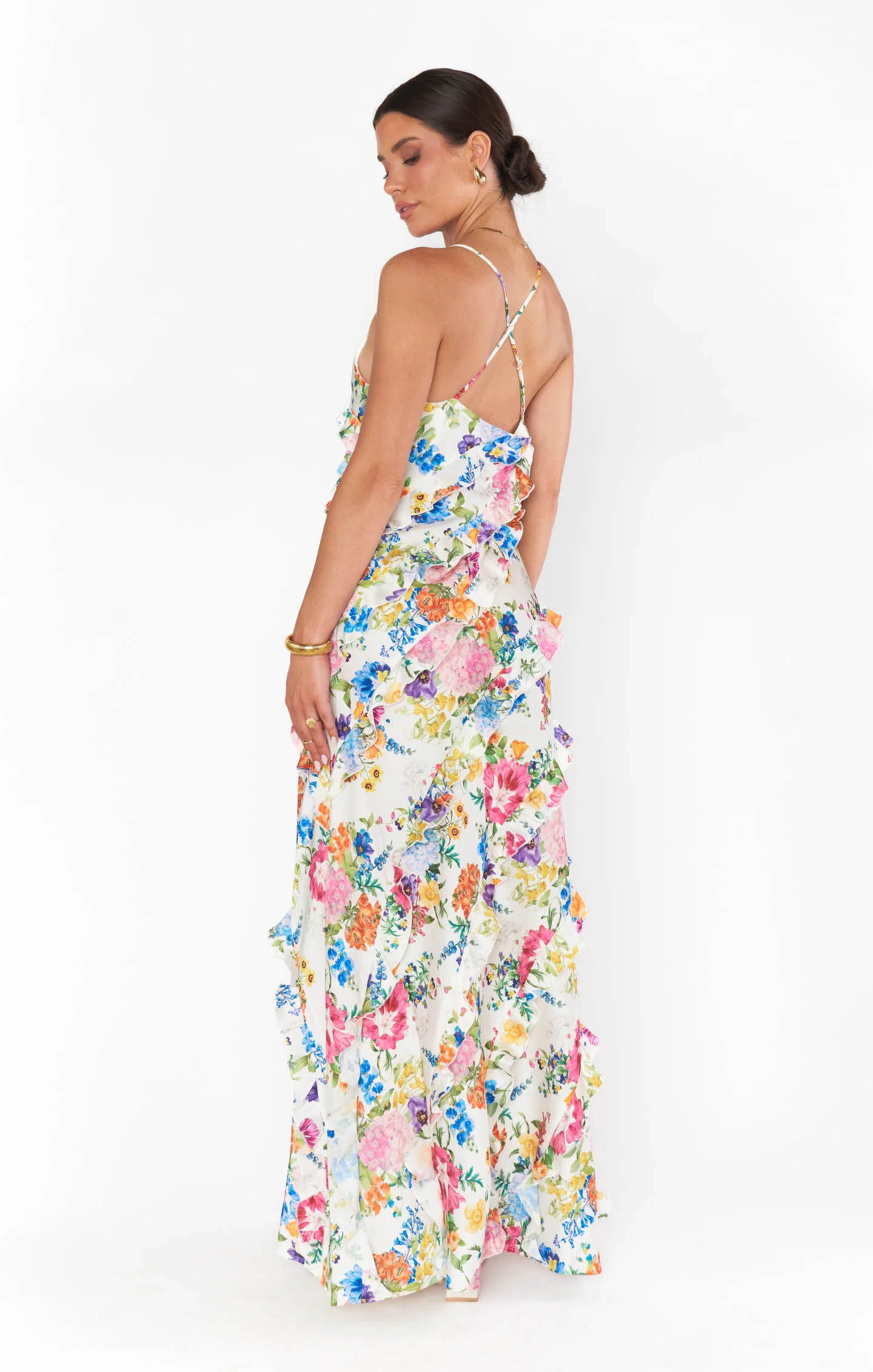 Romance Ruffle Dress ~ Ivory Botanical Floral - Image 8