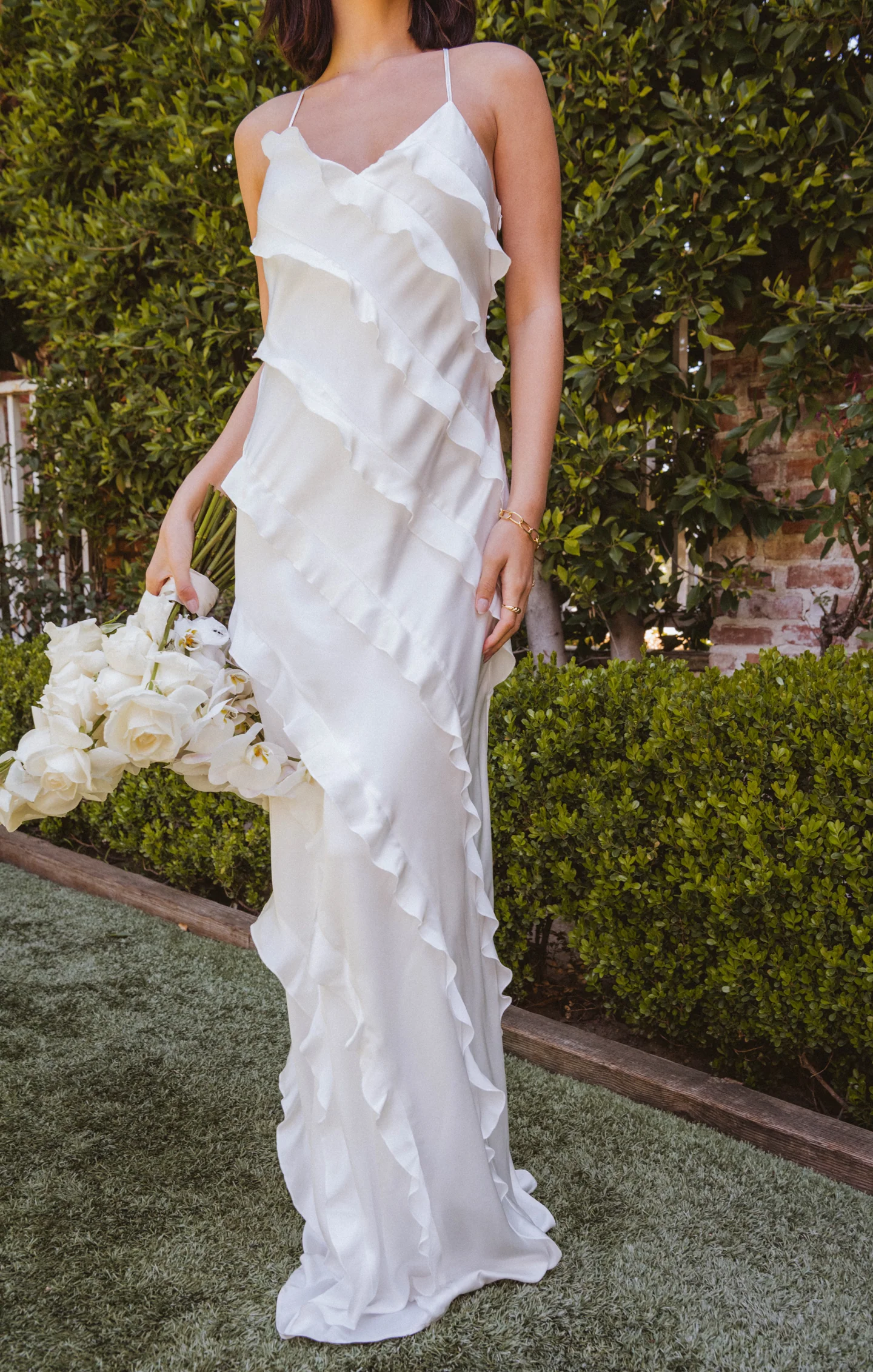 Romance Ruffle Dress ~ Ivory Luxe Satin - Image 5
