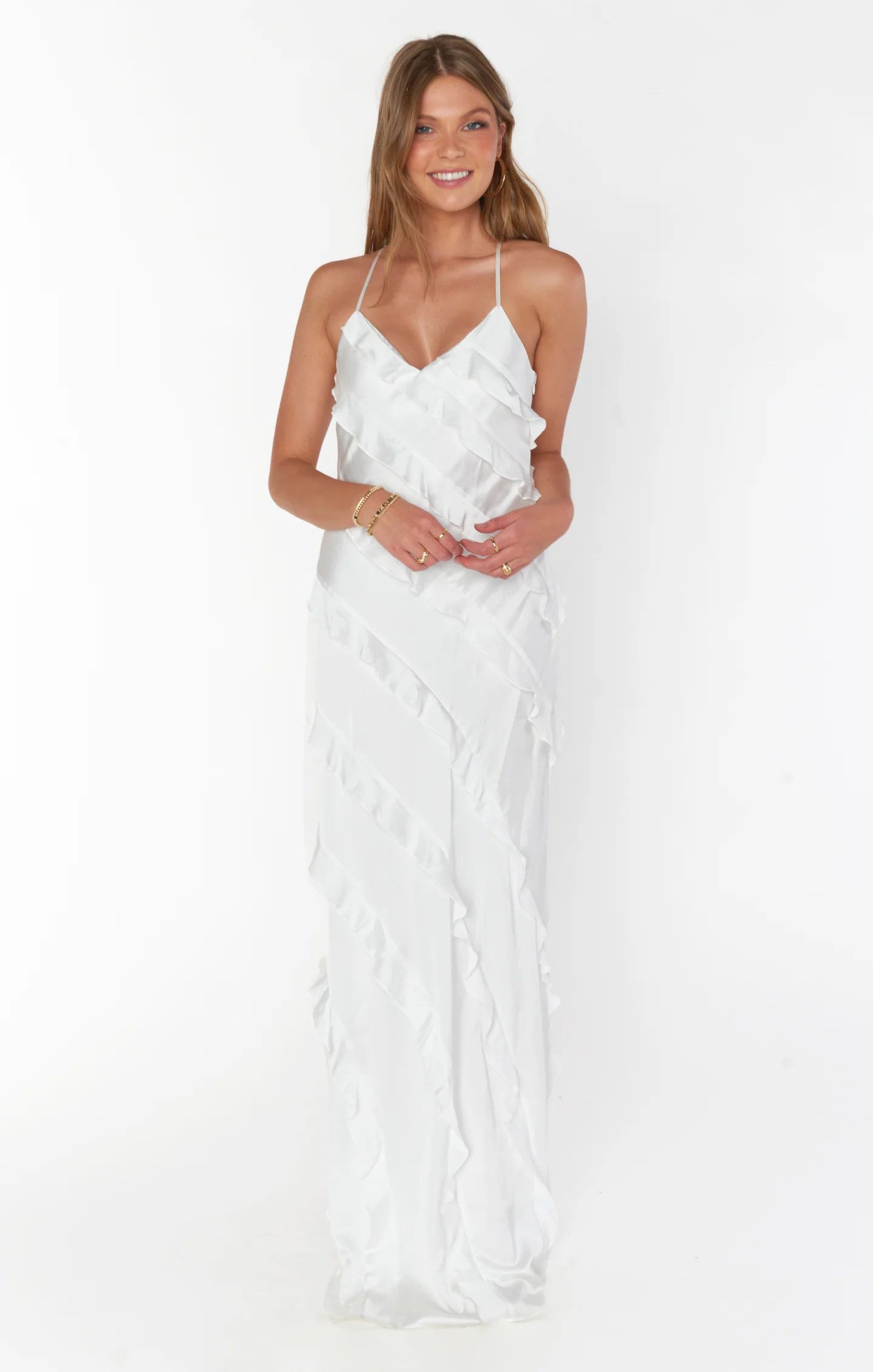 Romance Ruffle Dress ~ Ivory Luxe Satin - Image 6