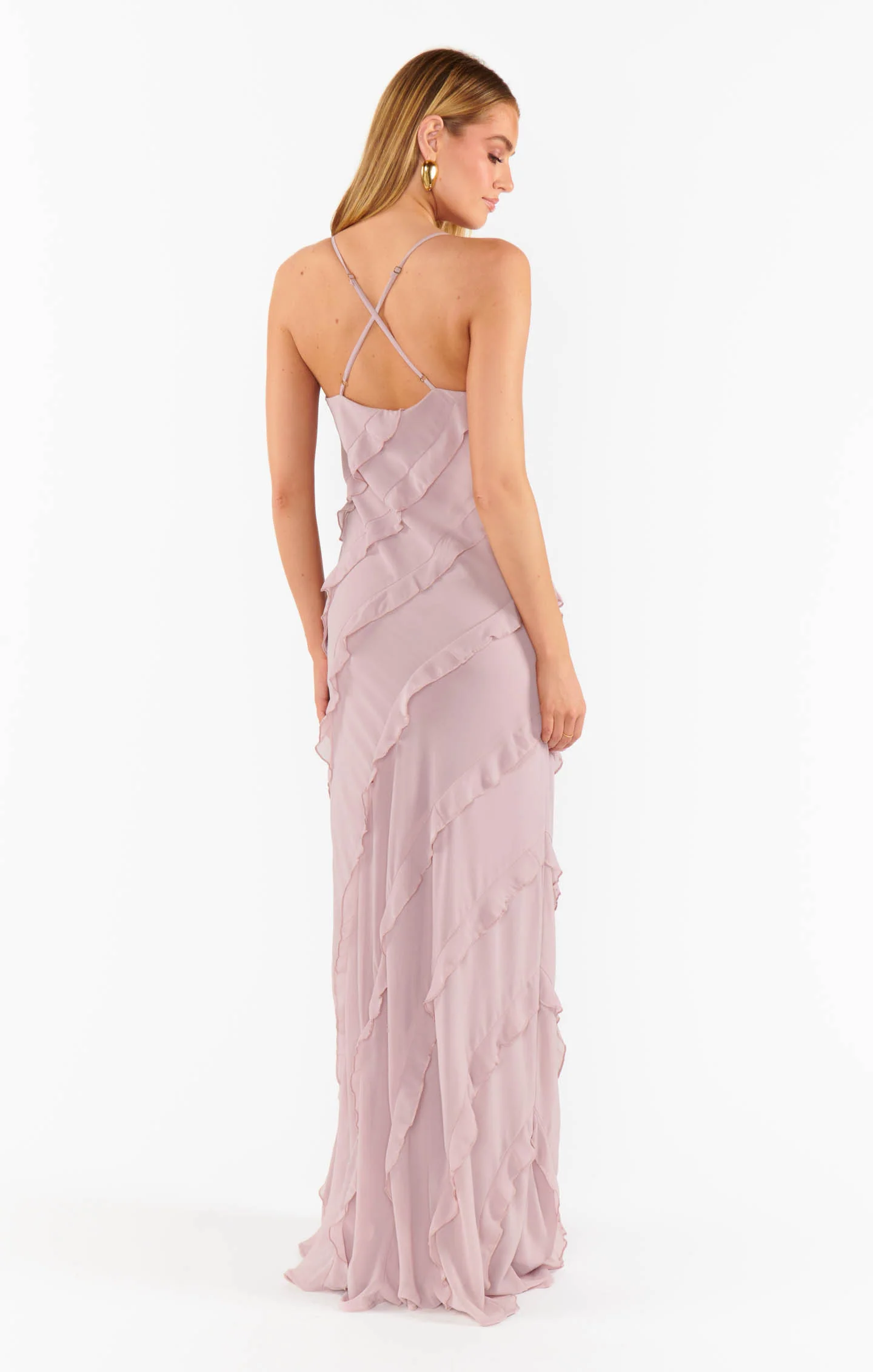 Romance Ruffle Dress ~ Neutral Mauve Chiffon - Image 2
