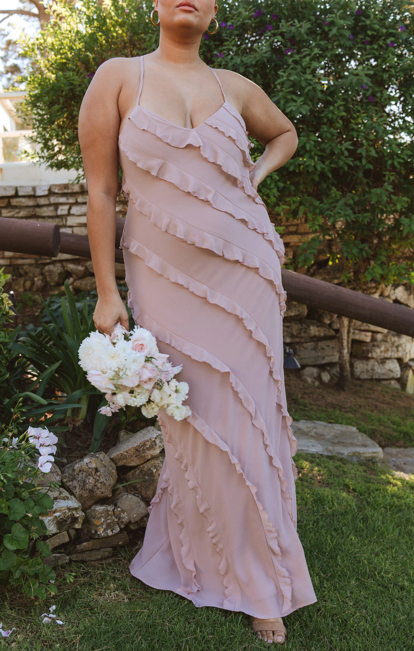 Romance Ruffle Dress ~ Neutral Mauve Chiffon - Image 3