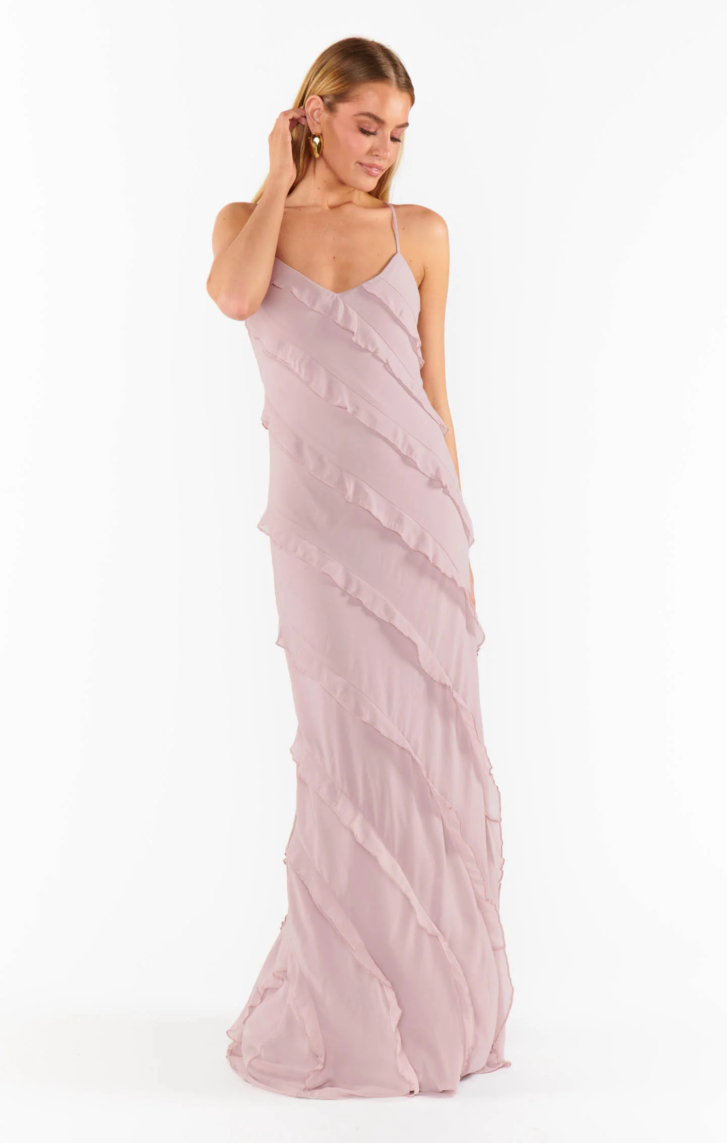 Romance Ruffle Dress ~ Neutral Mauve Chiffon - Image 4