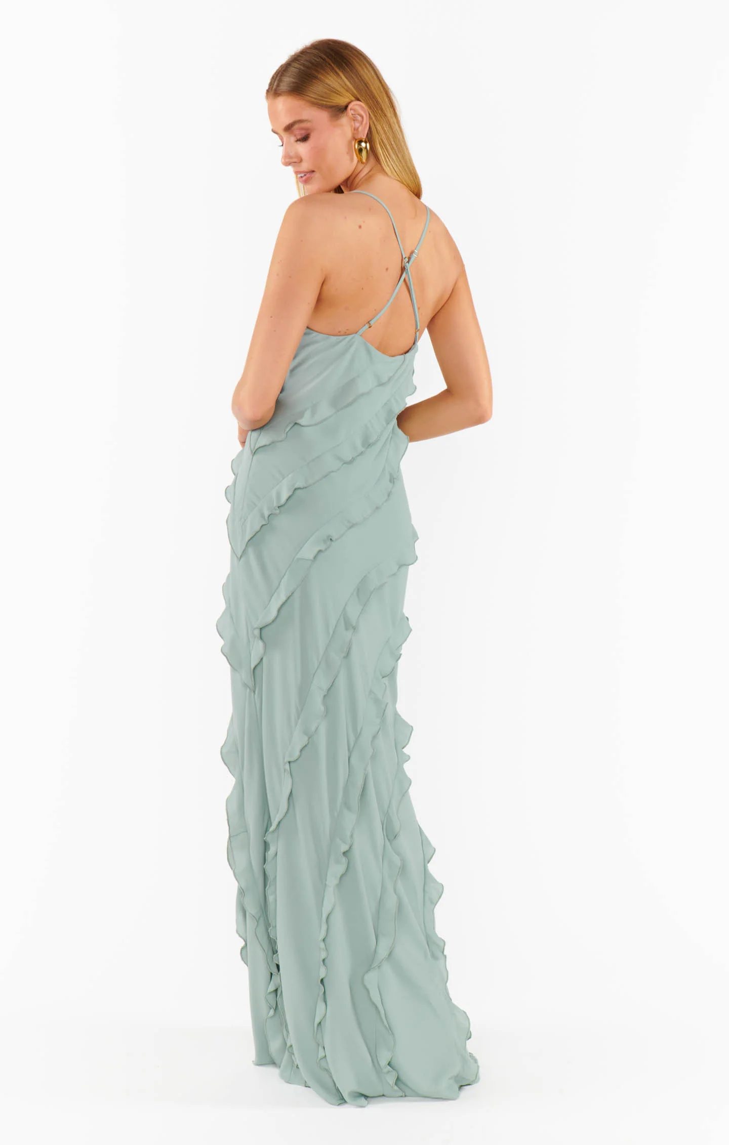 Romance Ruffle Dress ~ Silver Sage Crisp - Image 2