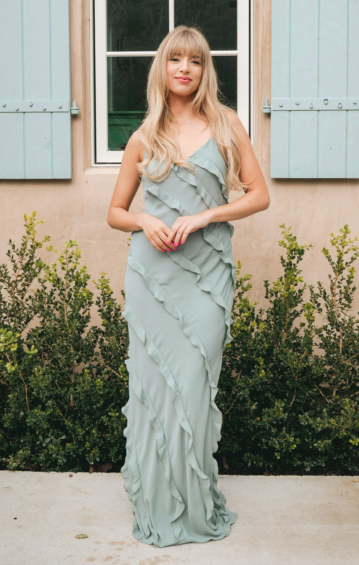Romance Ruffle Dress ~ Silver Sage Crisp - Image 3