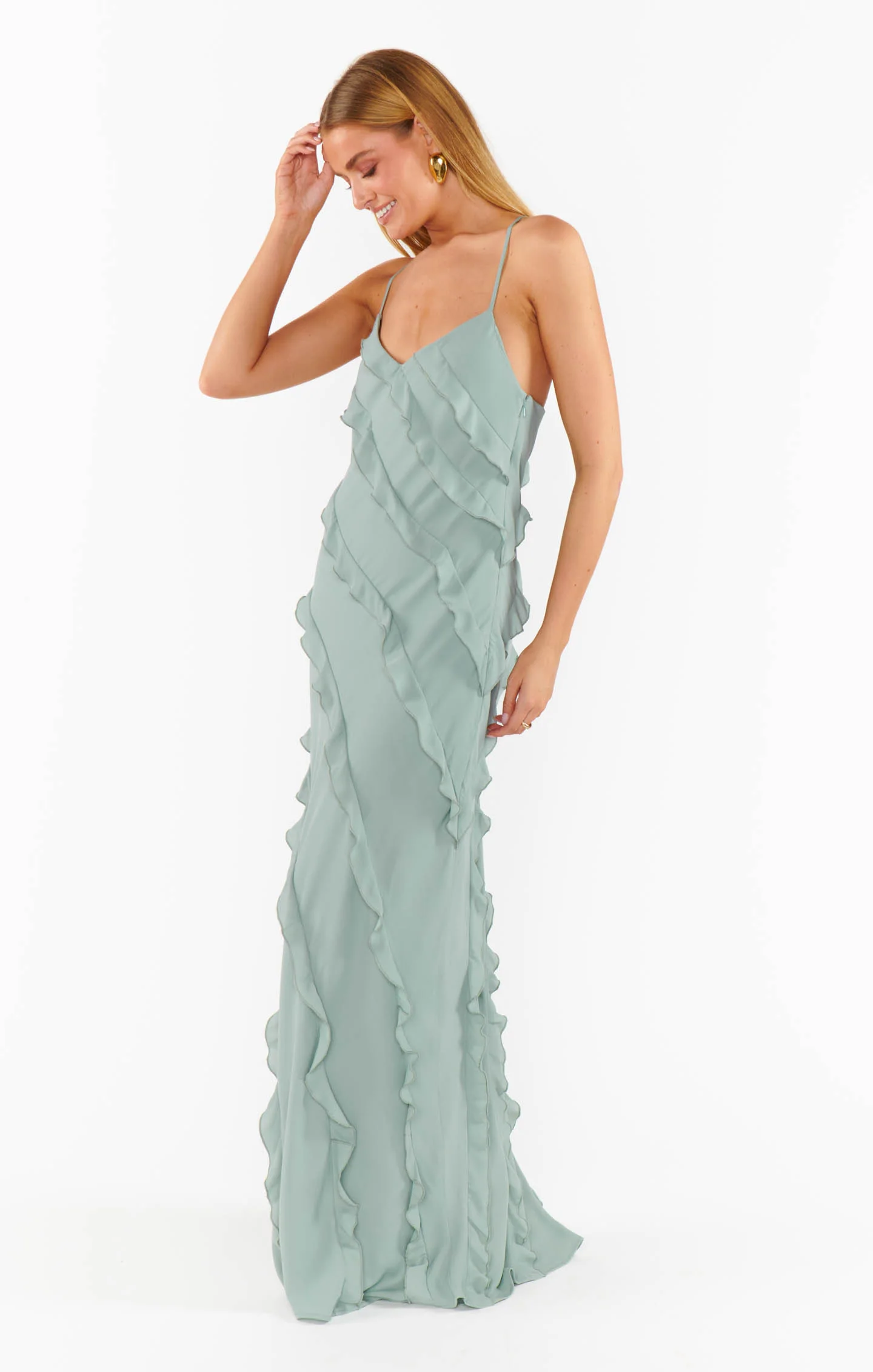 Romance Ruffle Dress ~ Silver Sage Crisp - Image 5