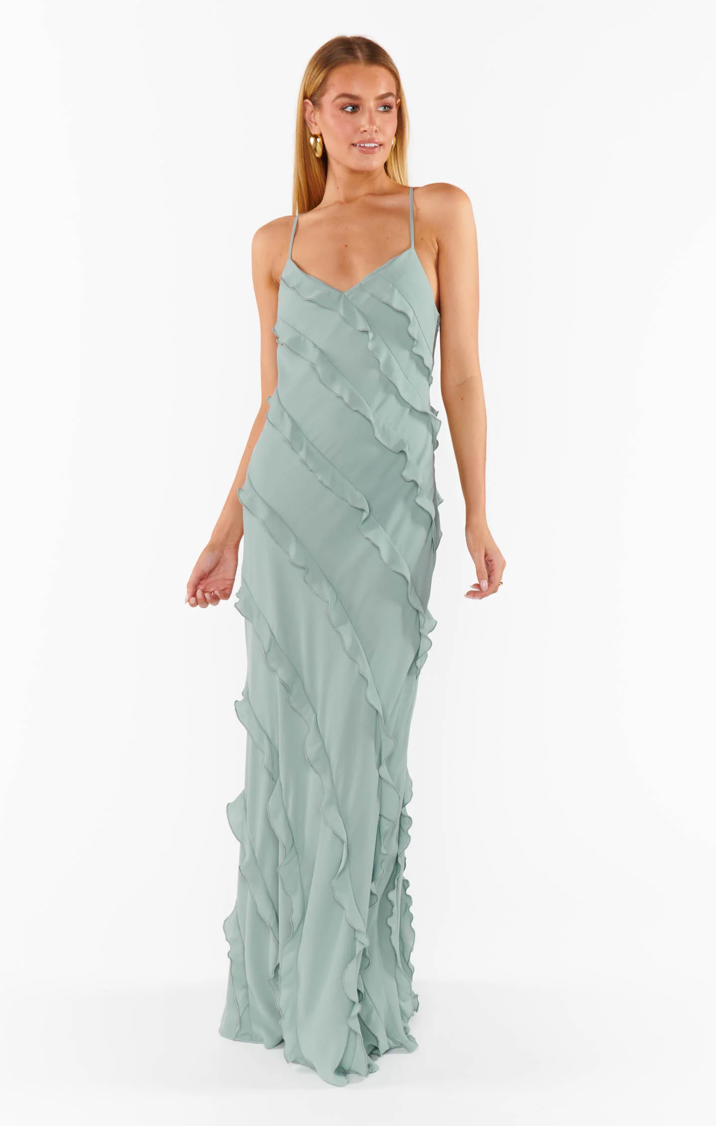 Romance Ruffle Dress ~ Silver Sage Crisp - Image 6