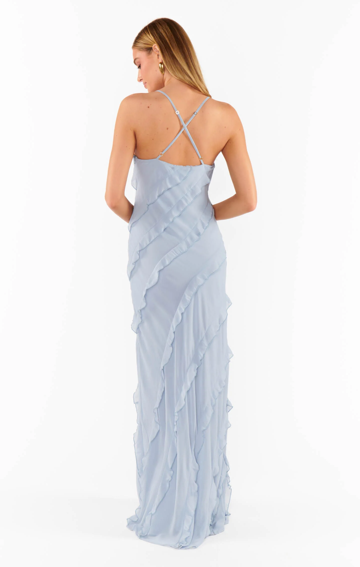 Romance Ruffle Dress ~ Steel Blue Chiffon - Image 2