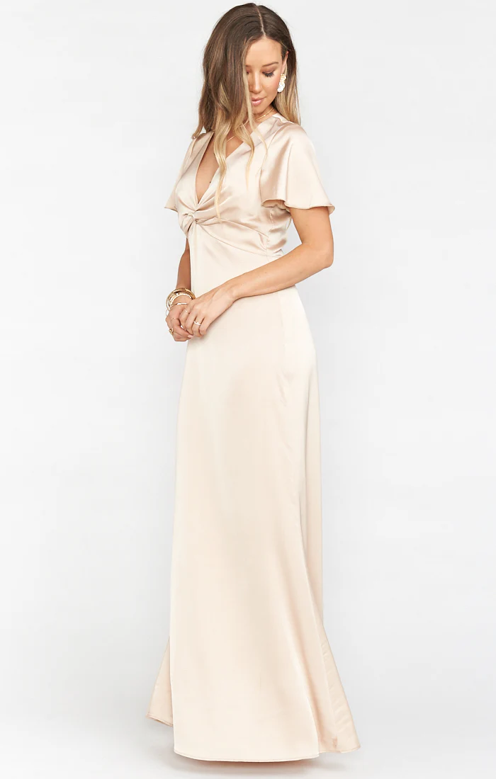 Rome Twist Gown ~ Champagne Luxe Satin - Image 4