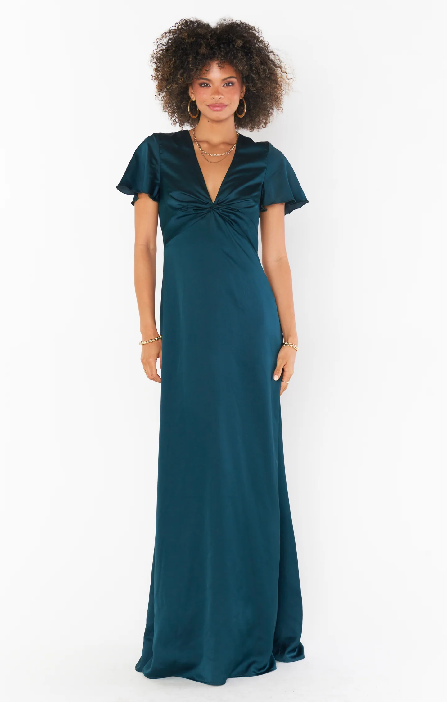 Rome Twist Gown ~ Deep Emerald Luxe Satin - Image 3