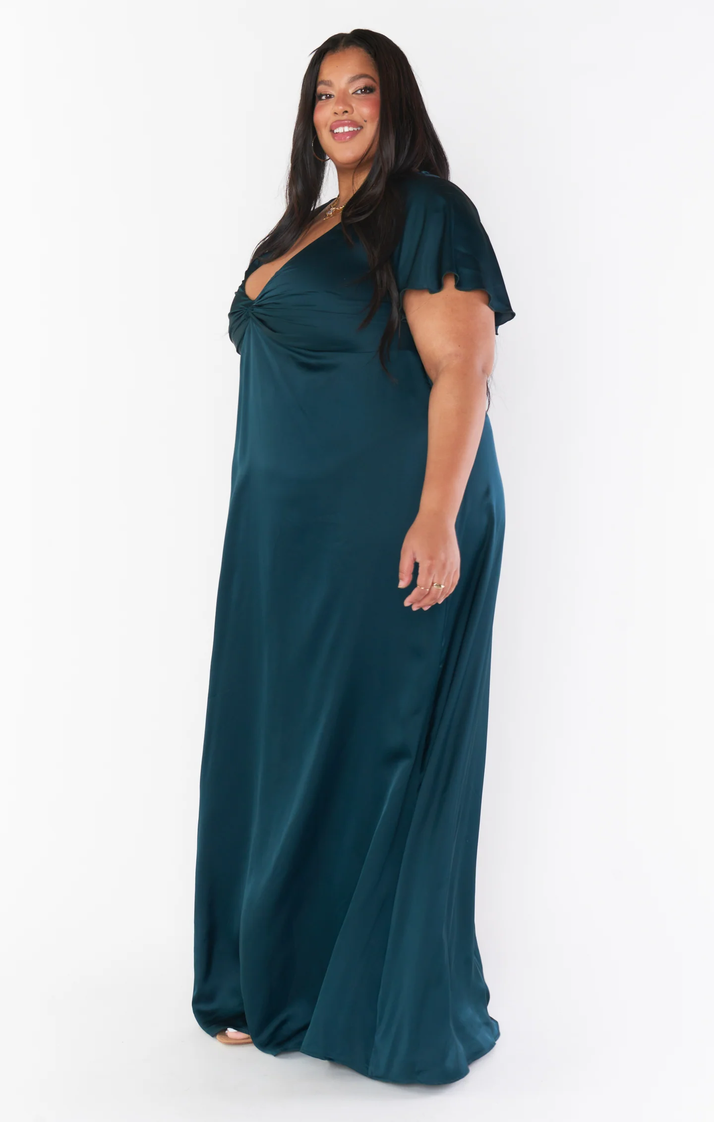 Rome Twist Gown ~ Deep Emerald Luxe Satin - Image 4