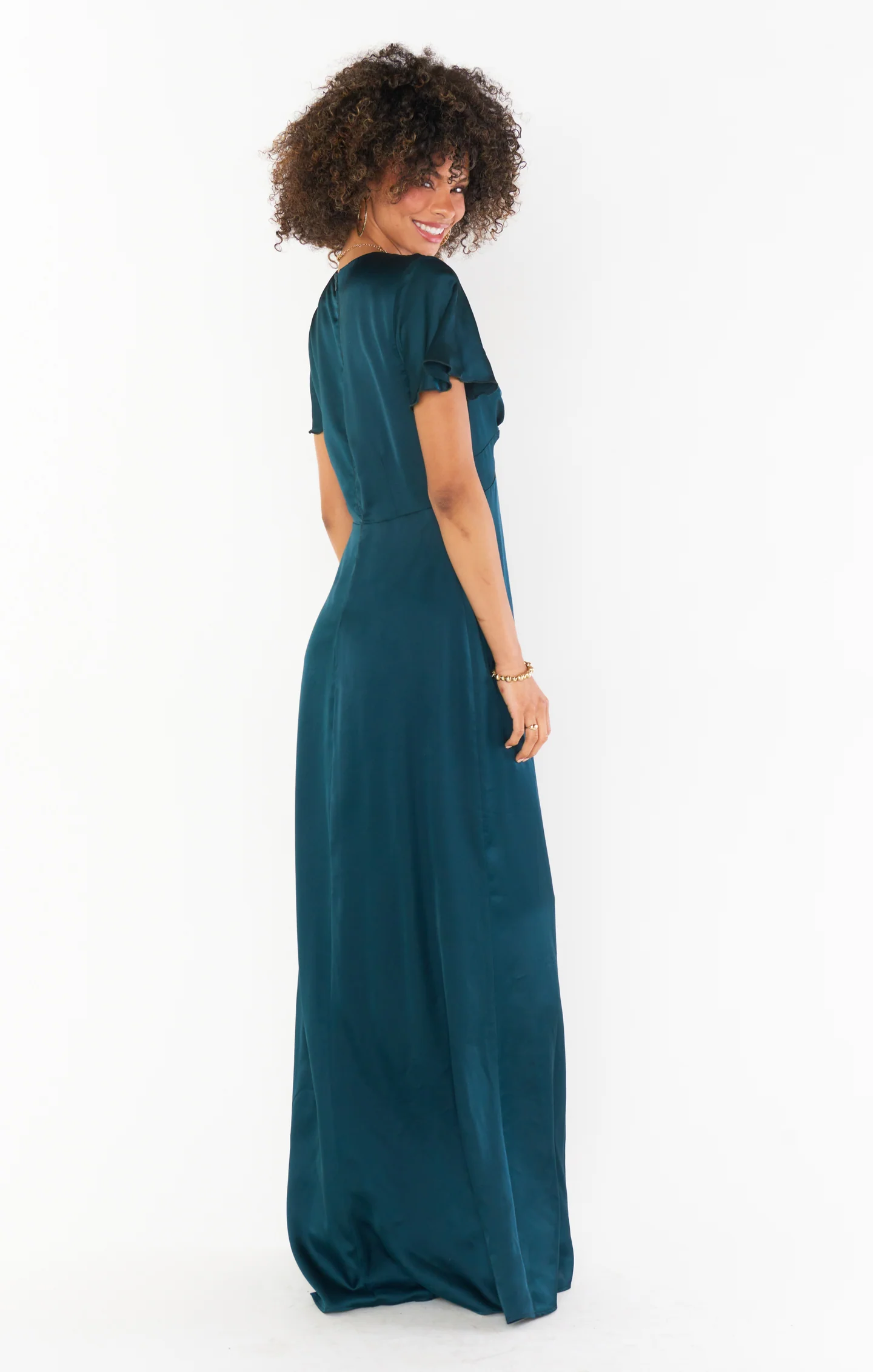 Rome Twist Gown ~ Deep Emerald Luxe Satin - Image 5