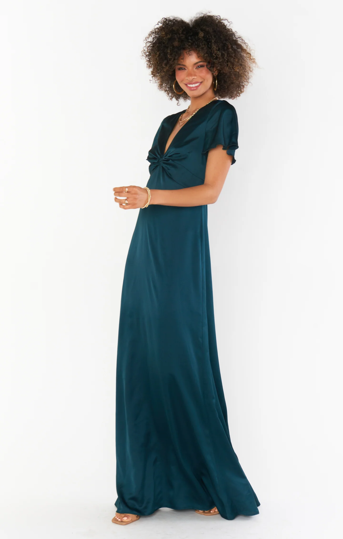 Rome Twist Gown ~ Deep Emerald Luxe Satin - Image 7
