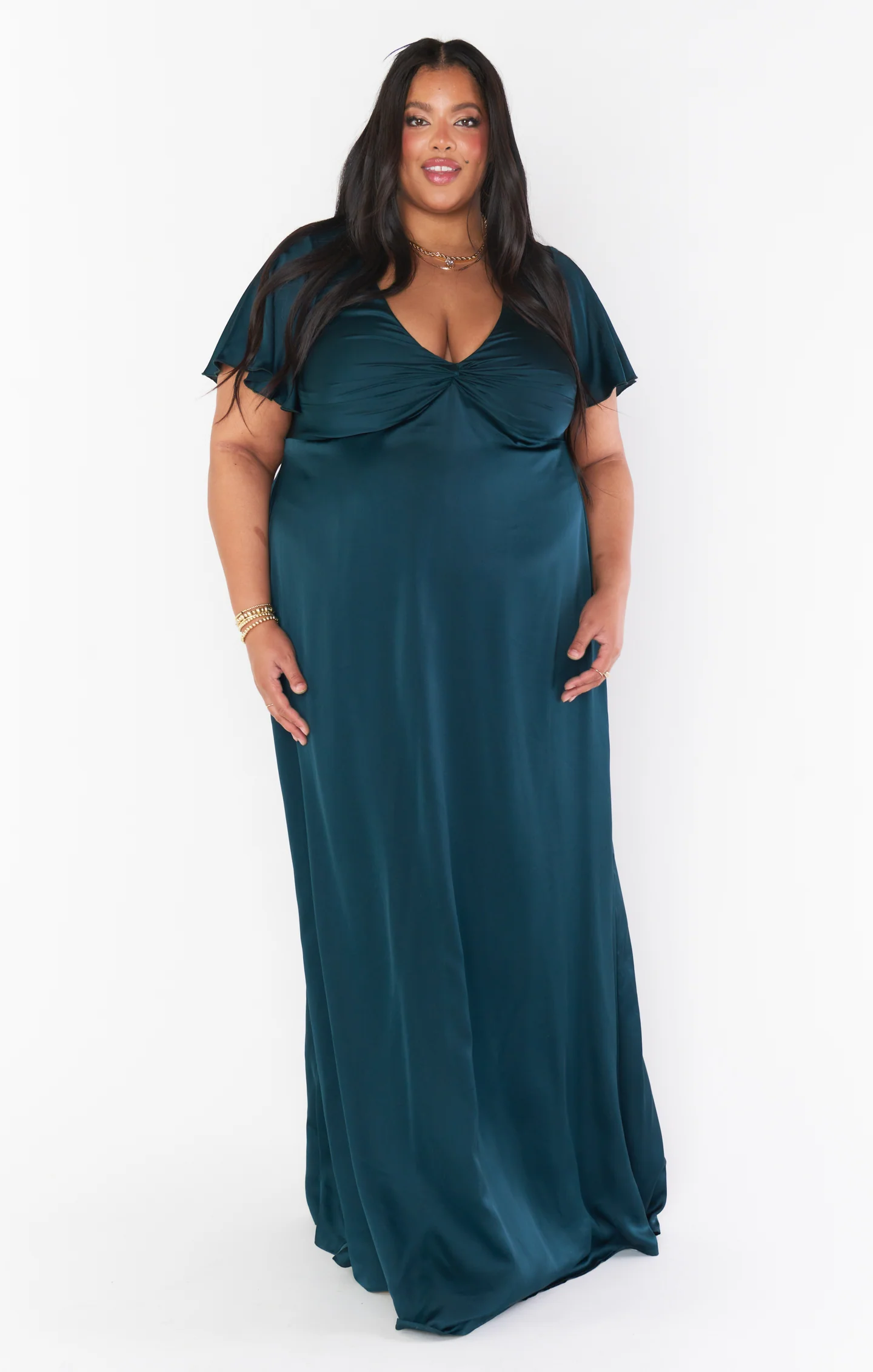 Rome Twist Gown ~ Deep Emerald Luxe Satin - Image 8