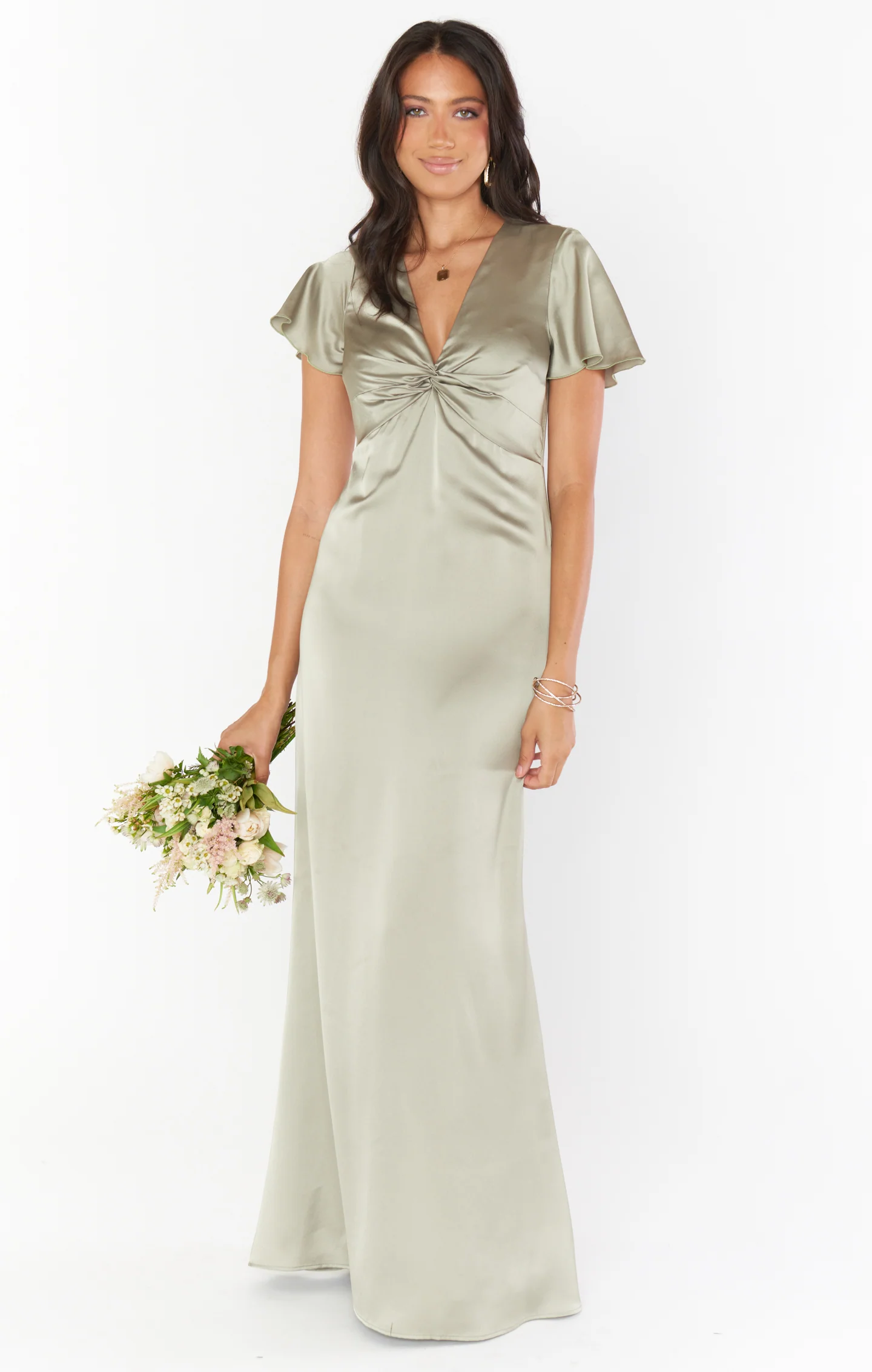 Rome Twist Gown ~ Moss Green Luxe Satin - Image 13