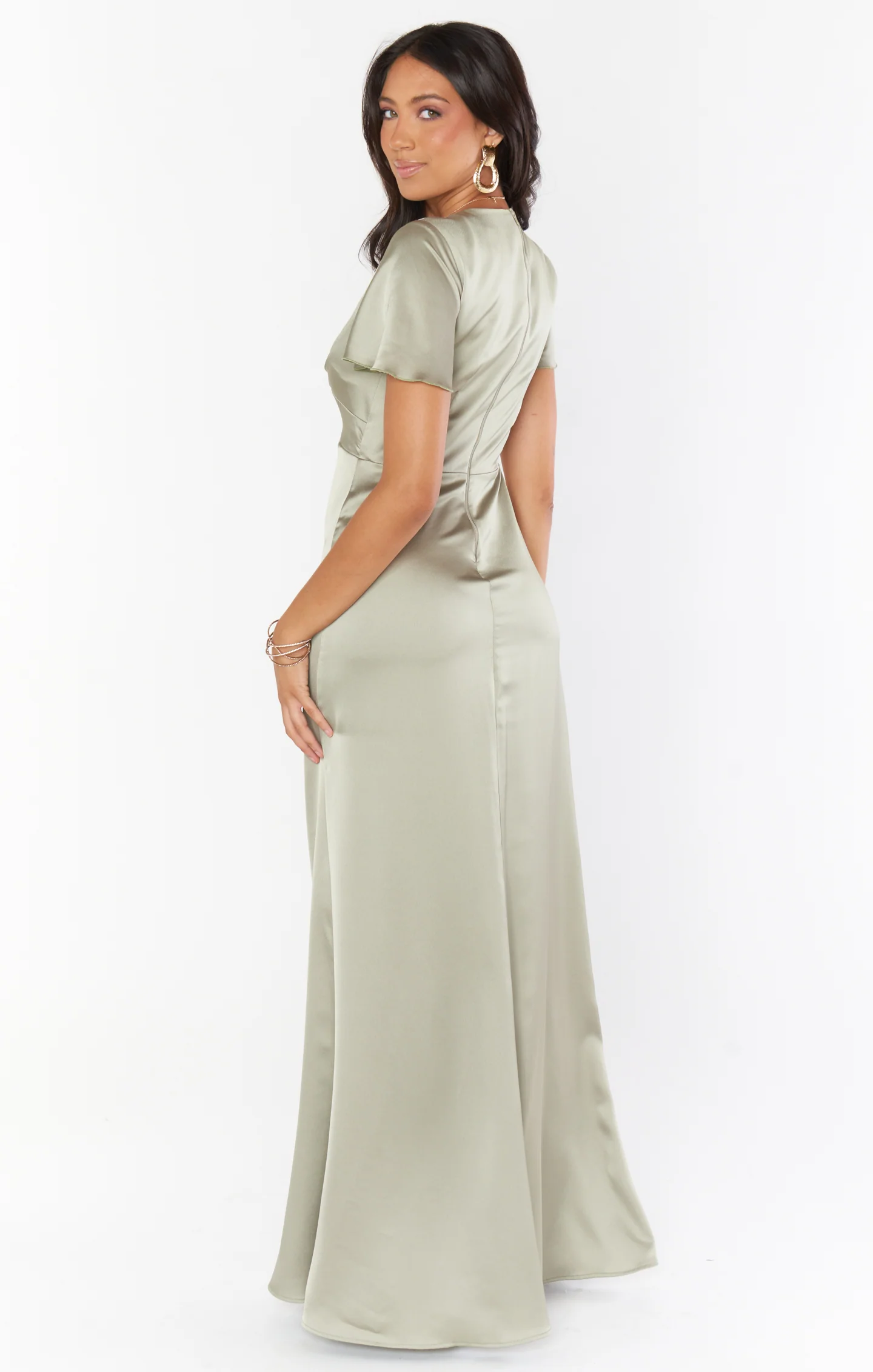 Rome Twist Gown ~ Moss Green Luxe Satin - Image 5
